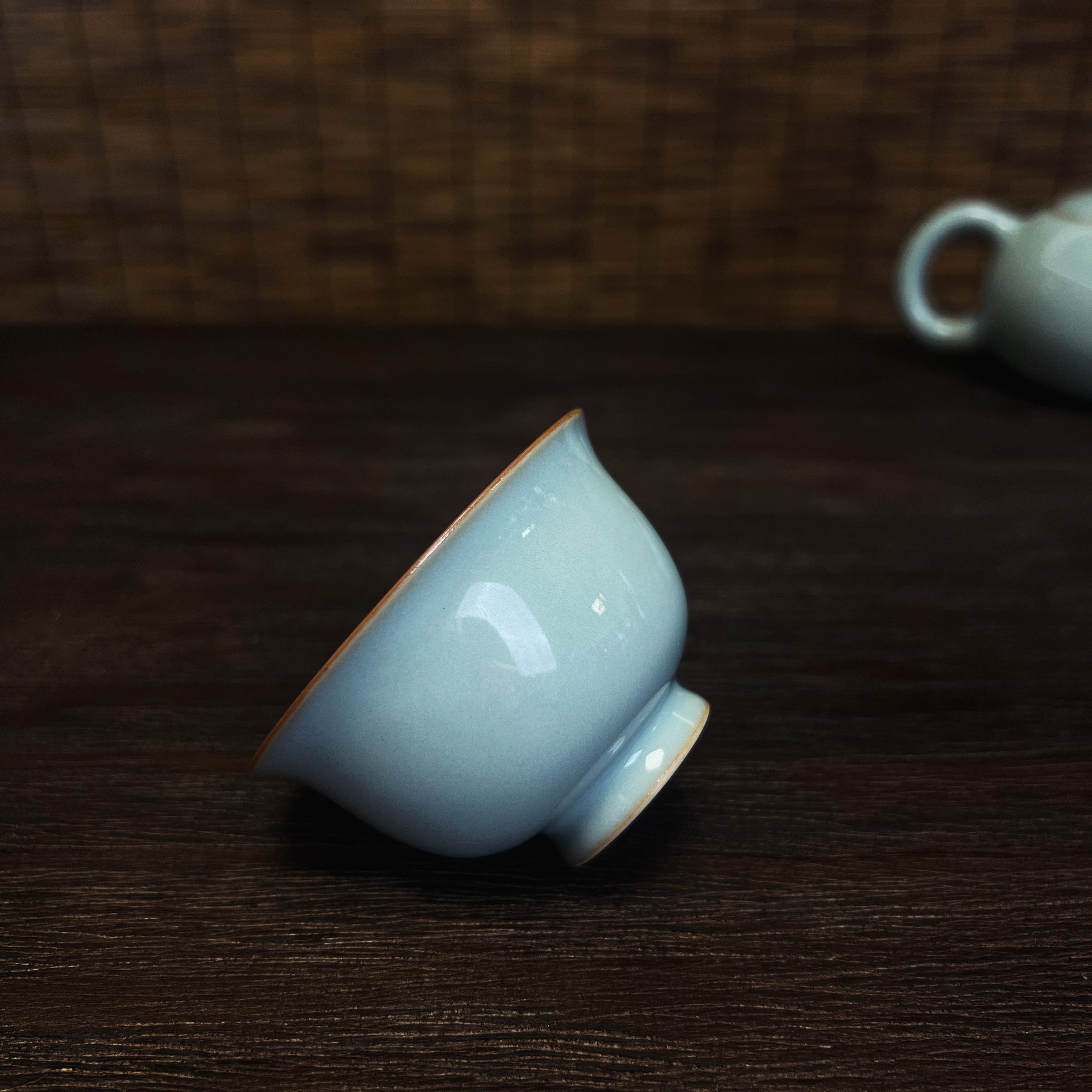 Kungfuyang crackle glaze cup – Handcrafted Ru Kiln High-end Teacup Sky-blue Size S 60ml by Kungfuyang