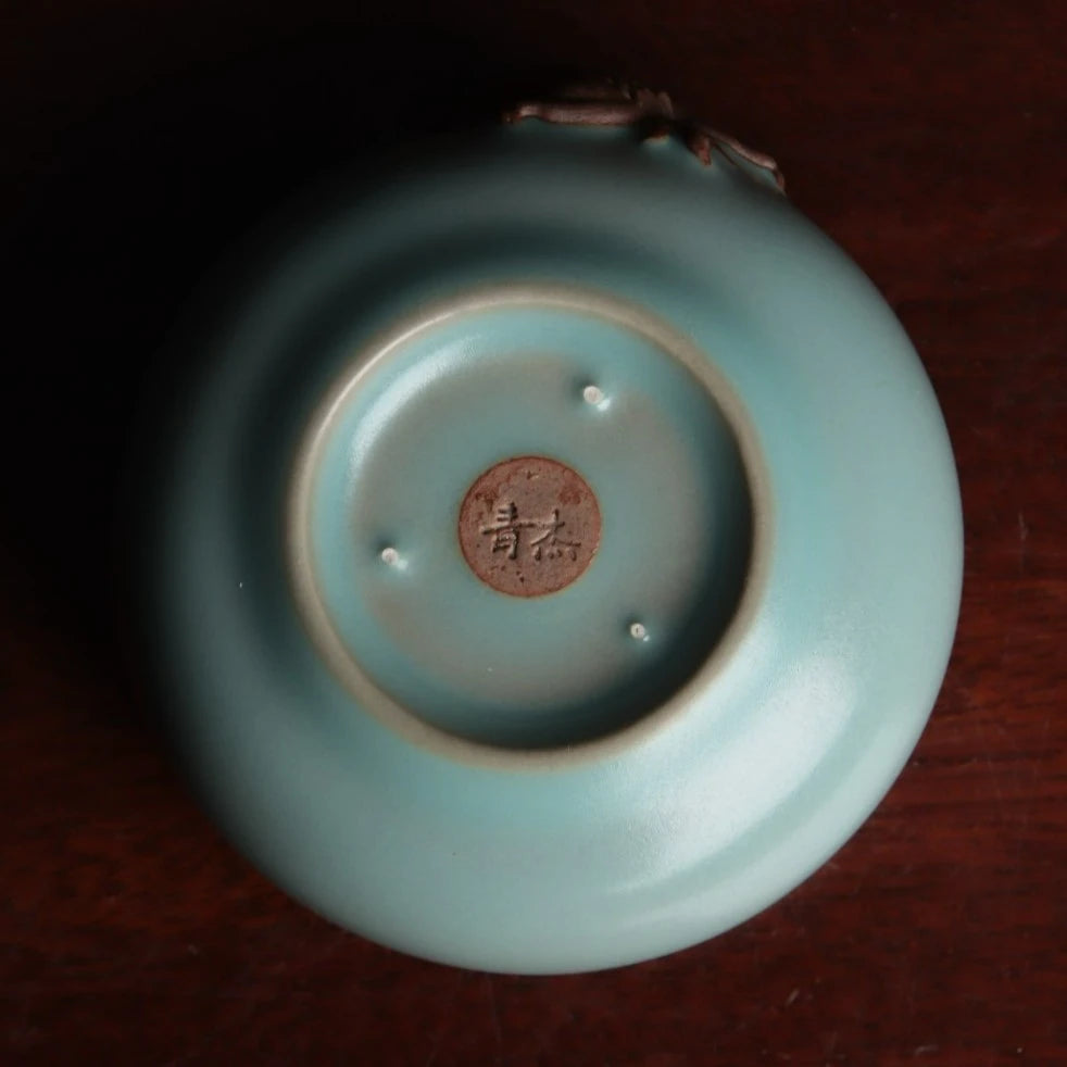 Kungfuyang handmade teacup120ml – Ru Porcelain Antique Finish Glaze Pixiu Teacup 120ml by Kungfuyang