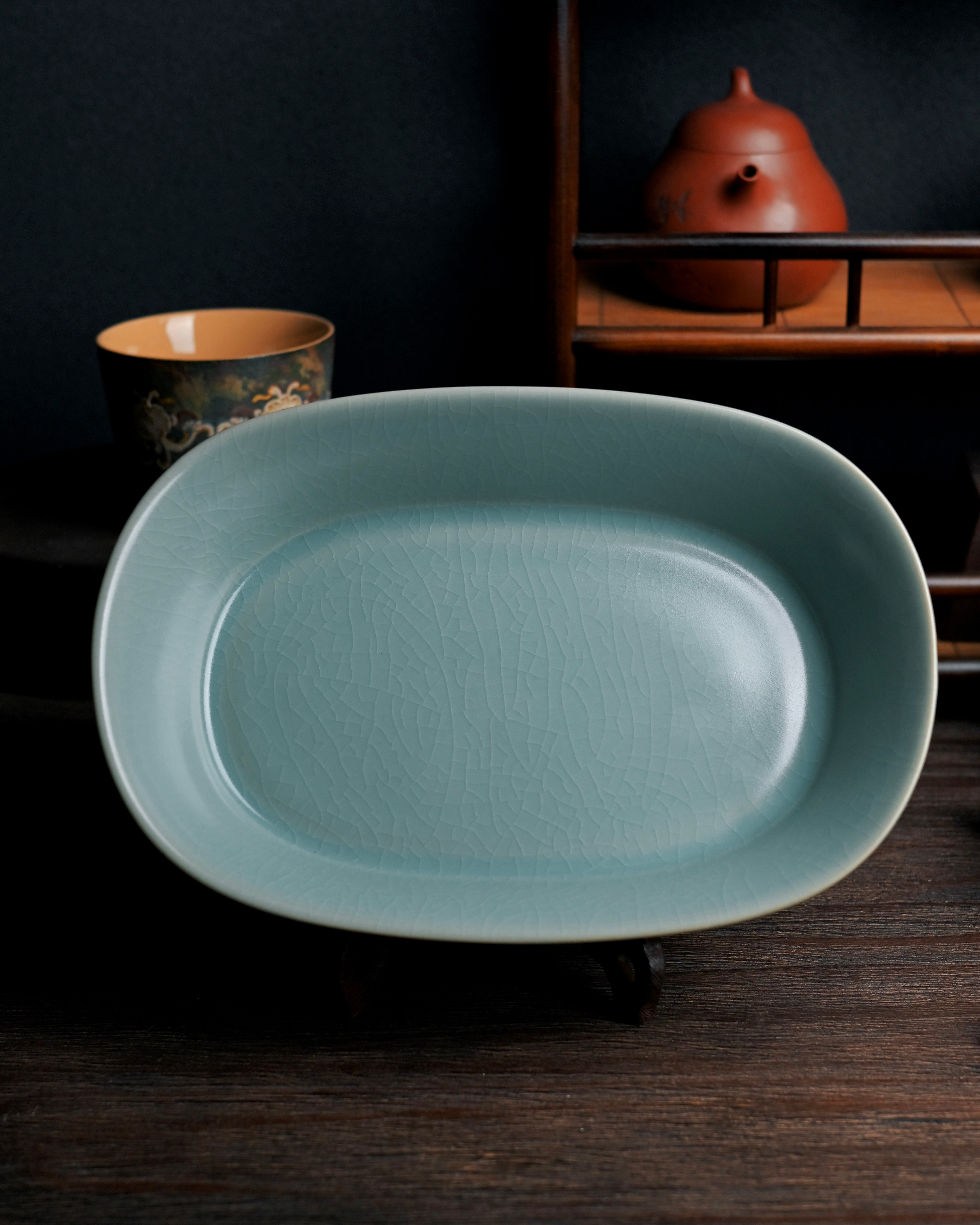 Kungfuyang ru porcelain pot stand – Ru Ware Sky-Blue Glaze Oval Basin – A Tribute to Northern Song by Kungfuyang