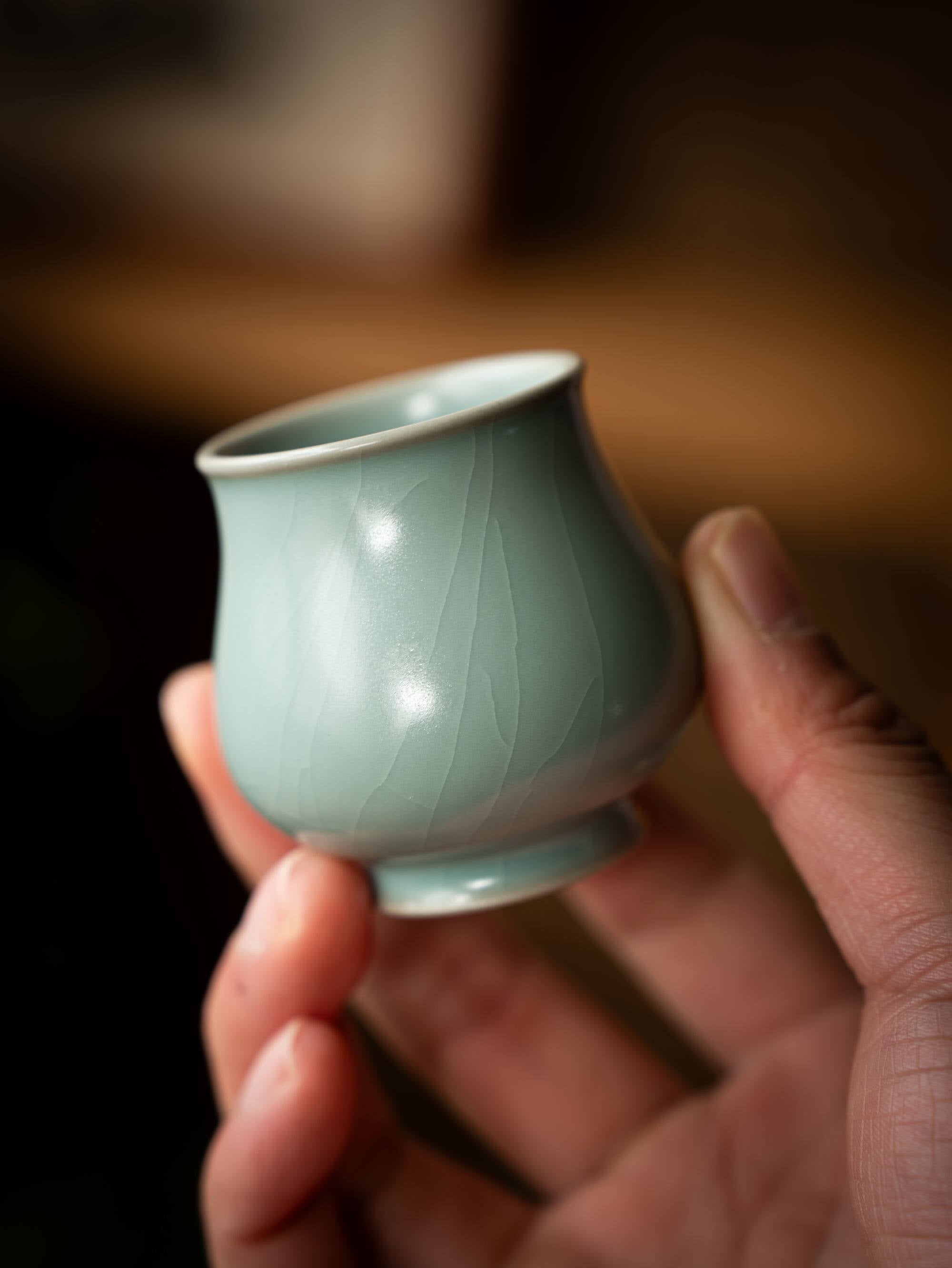 Kungfuyang ru ware teacup 80ml – Ru Porcelain Sky-Blue Crackled Glaze Magnolia Cup 80ml by Kungfuyang