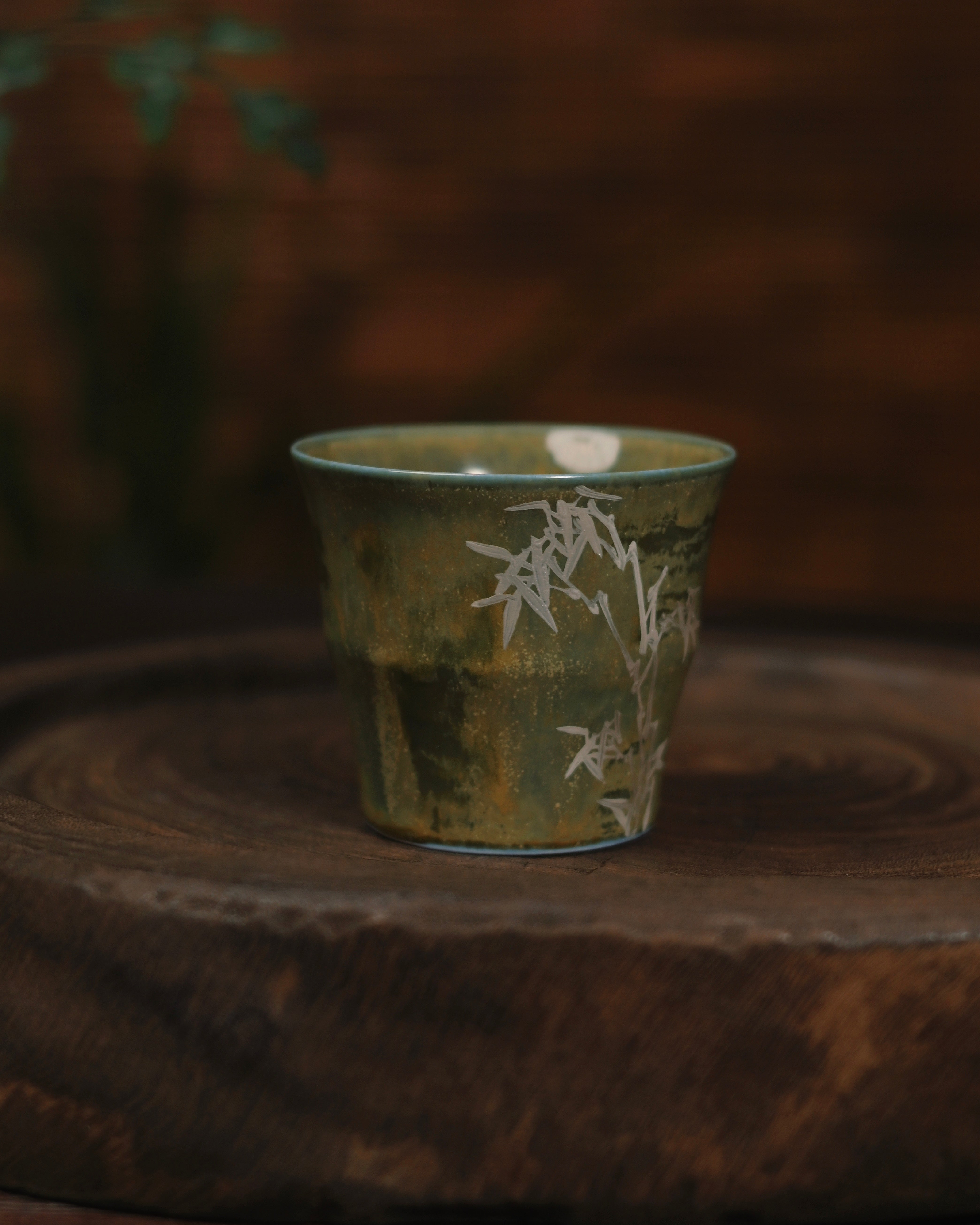 Kungfuyang silver accented teacup – Jingdezhen Hand-Painted Gold-Traced Bamboo Cup by Kungfuyang