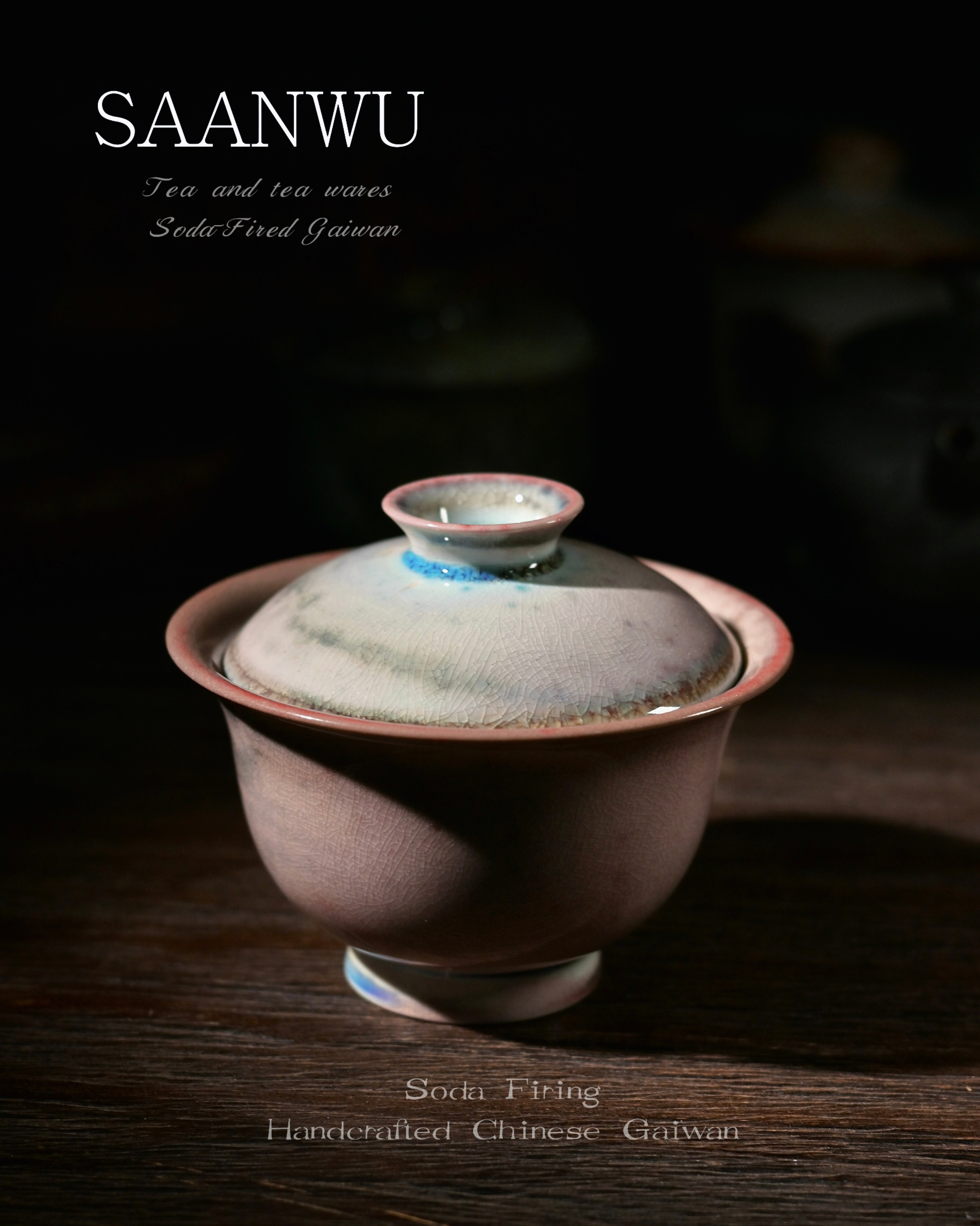 Kungfuyang gaiwan crystal glaze – Unique Piece Handmade Soda-Firing Blush Glaze Gaiwan 100ml by Kungfuyang