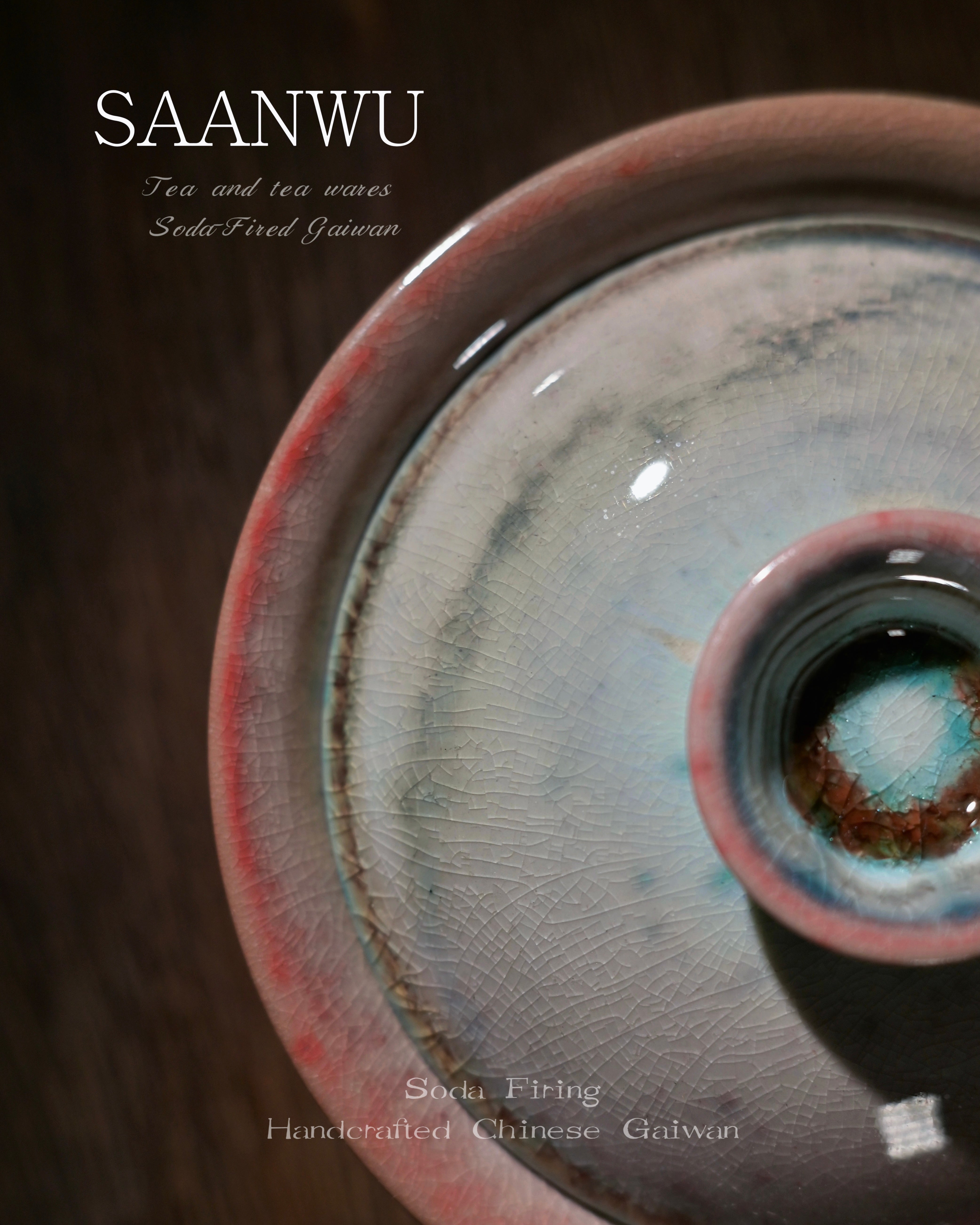 Kungfuyang wood fired crackle glaze – Unique Piece Handmade Soda-Firing Blush Glaze Gaiwan 100ml by Kungfuyang