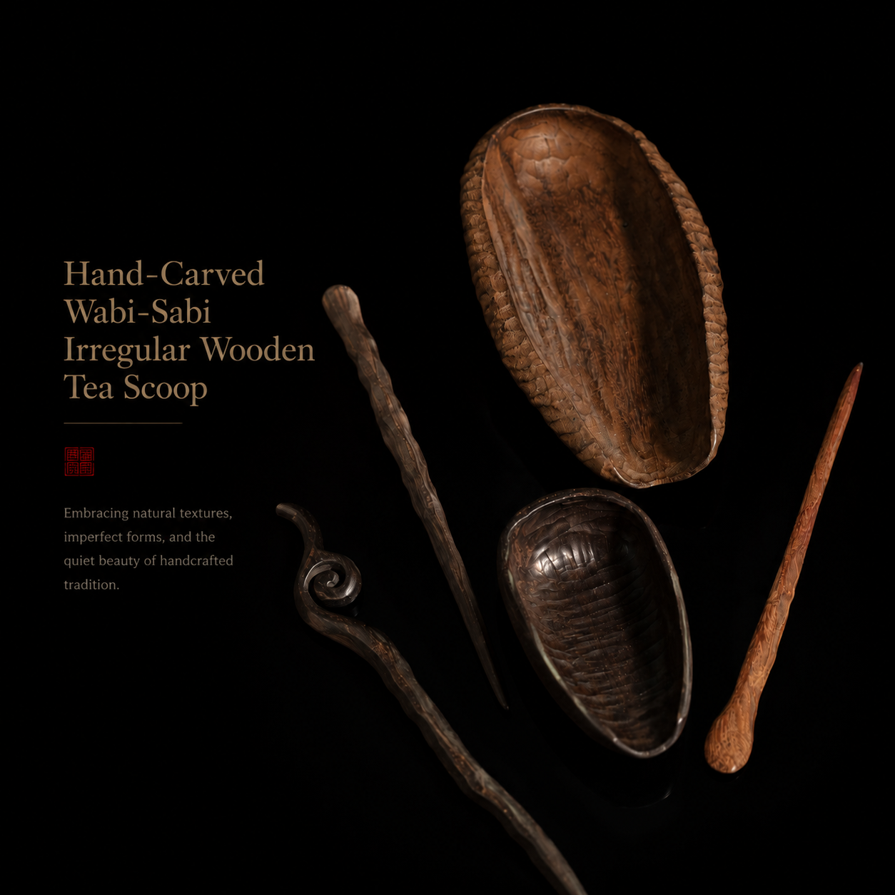 Kungfuyang wabi sabi tea scoop – Hand-Carved Wabi-Sabi Irregular Wooden Tea Scoop by Kungfuyang