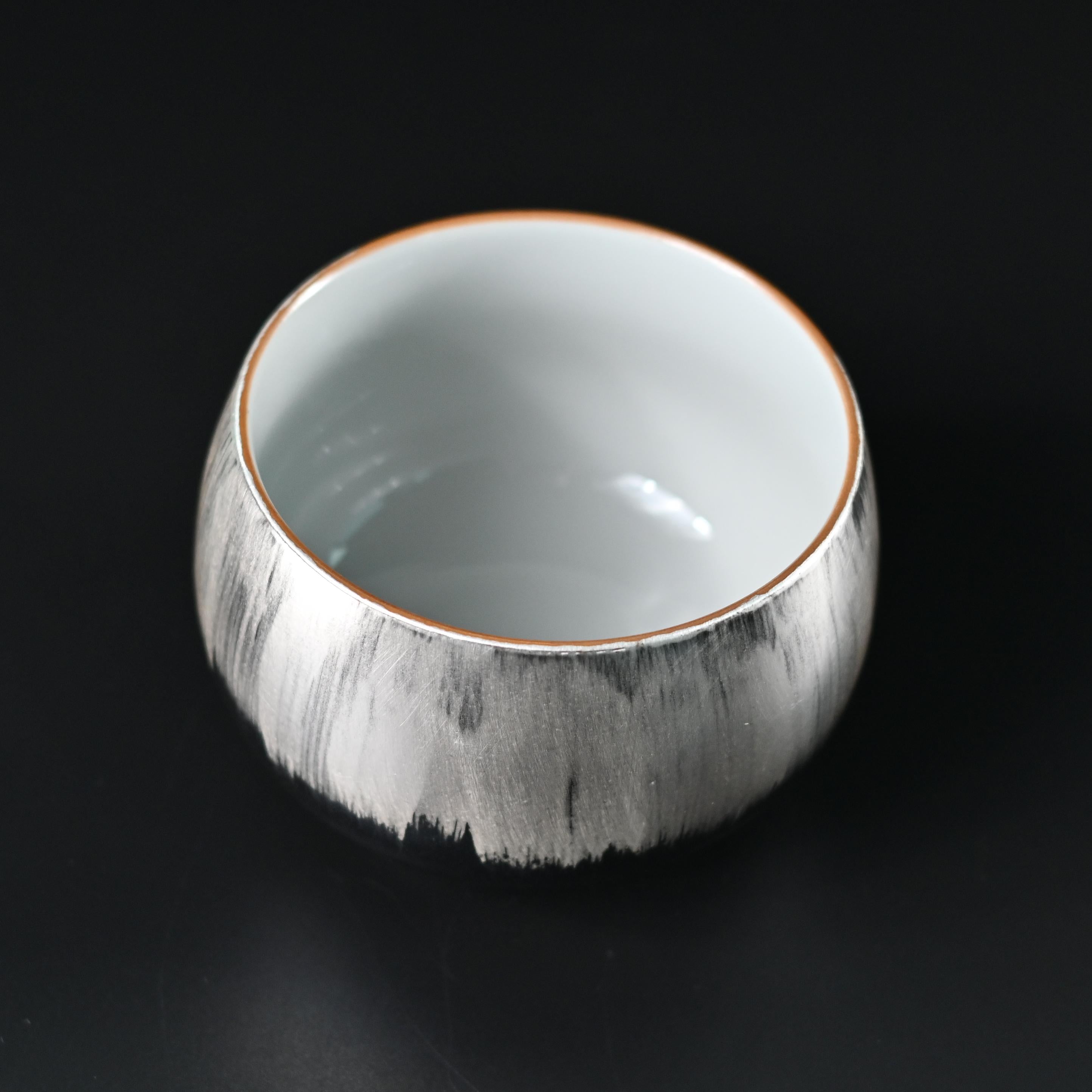 silver coated ceramic teacup – Silver-Plated Ceramic Arhat Teacup – White Porcelain Teacup by Kungfuyang