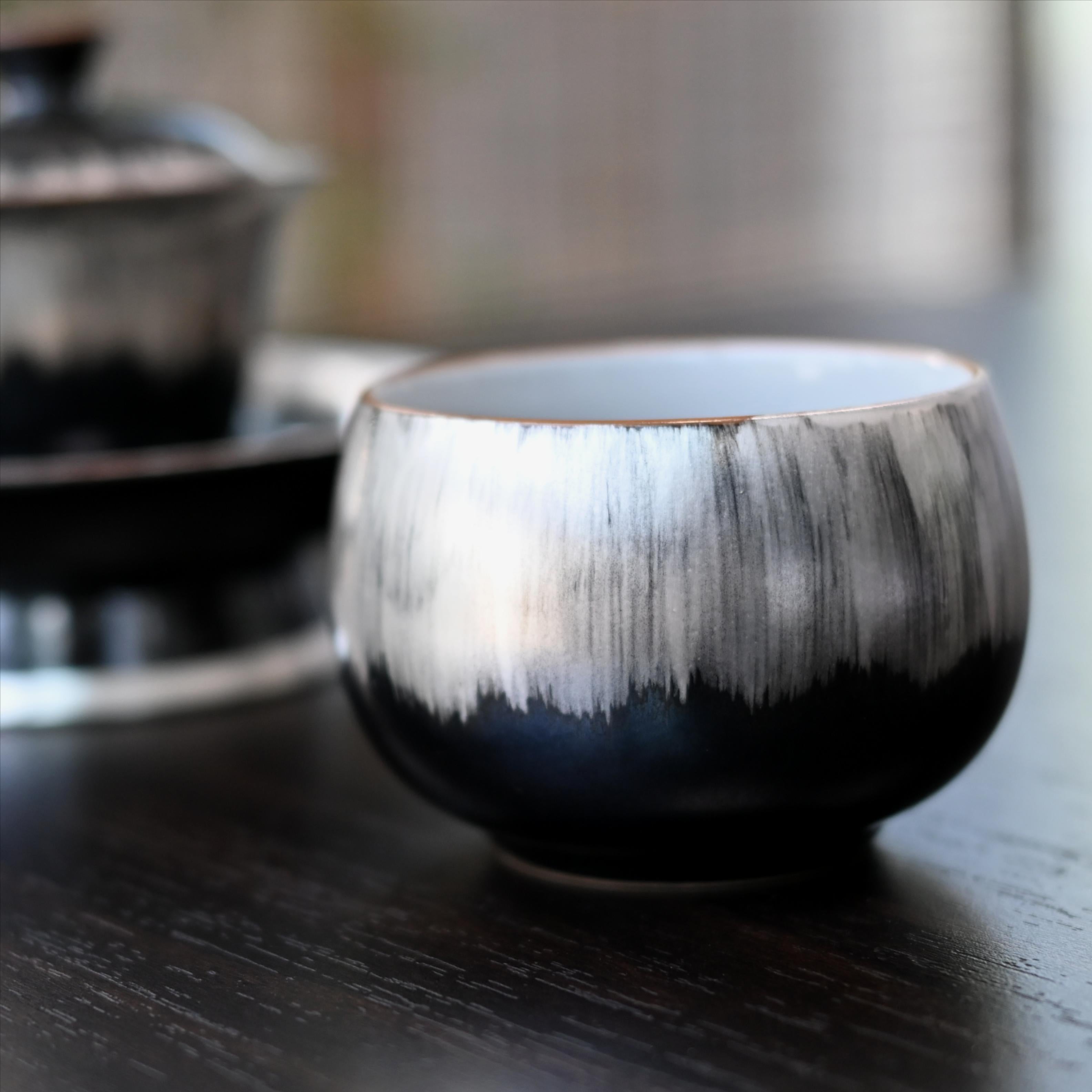 silver glaze vintage teacup – Silver-Plated Ceramic Arhat Teacup – White Porcelain Teacup by Kungfuyang