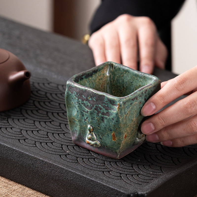 simplicity design teacup for tea ceremony – Handmade Dunhuang Memory Buddha Bronze Glaze Porcelain Teacup by Kungfuyang