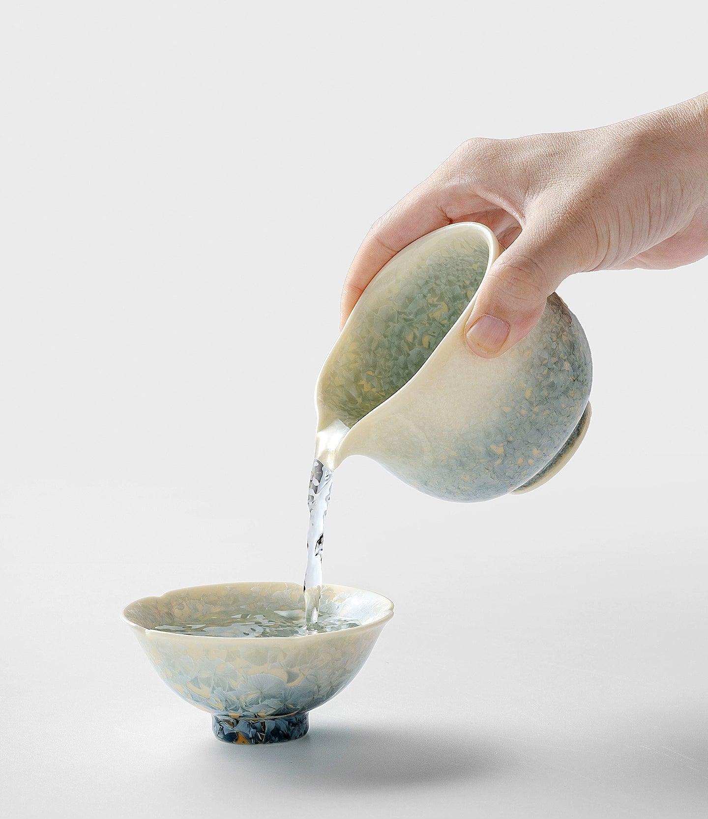 smoky cyan glaze kiln change crystal Ice – Smoky Cyan Glaze Kiln-Change Crystal Ice Flower Teacup by Kungfuyang, view 14-2