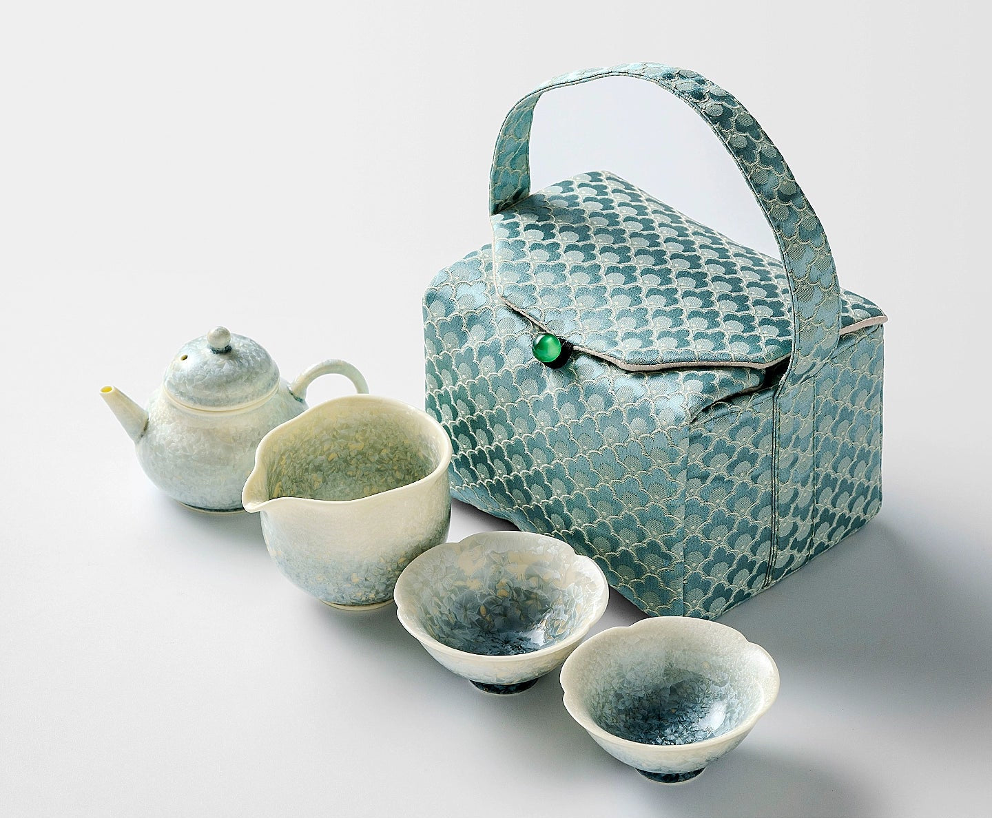smoky cyan glaze kiln change crystal Ice – Smoky Cyan Glaze Kiln-Change Crystal Ice Flower Teacup by Kungfuyang