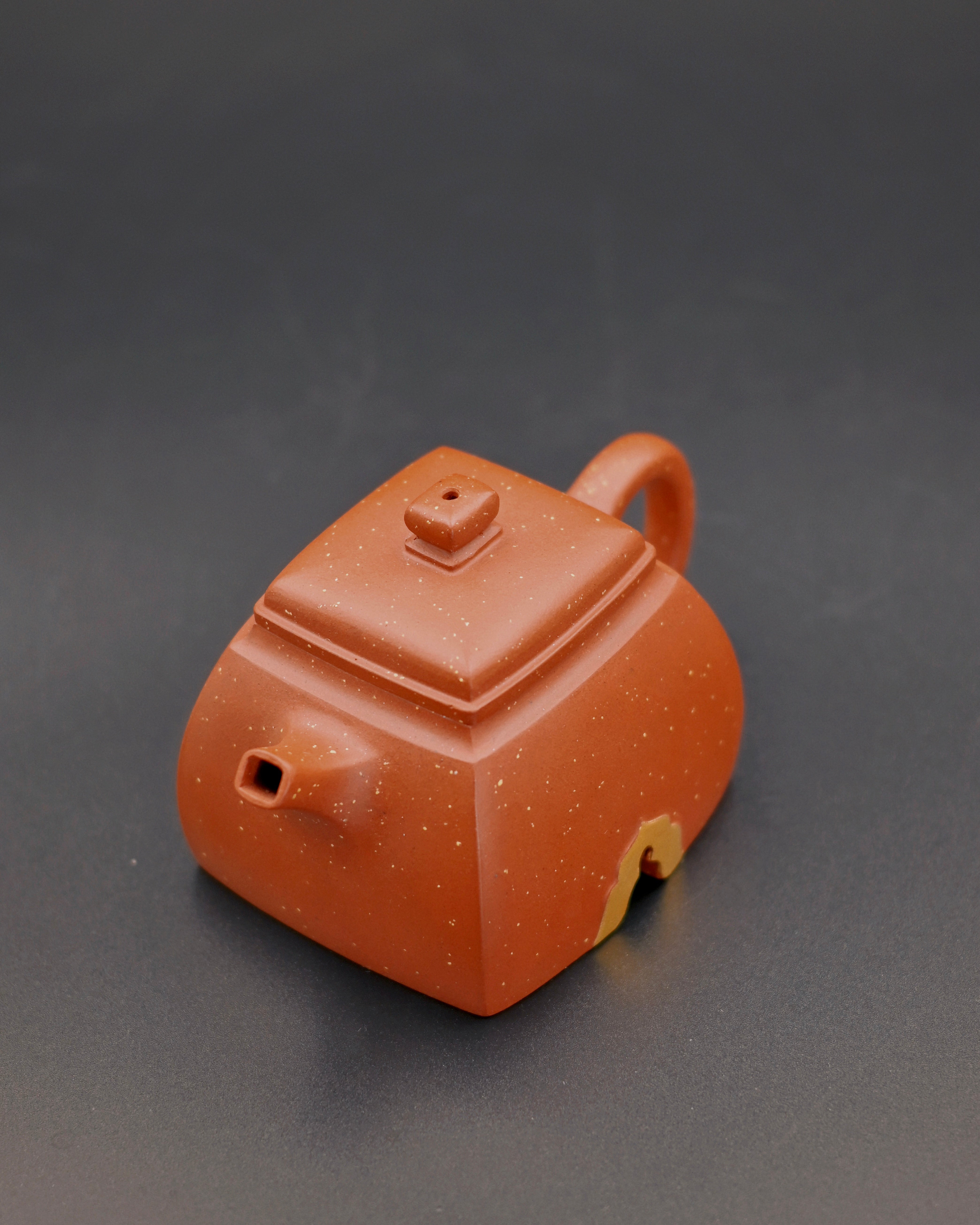 square yixing zisha teapot – Handcrafted Yixing Teapot Hong Pi Long Clay – Carved Buddha by Kungfuyang
