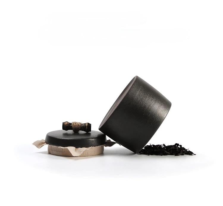 studio pottery tea set – Retro Japanese Style Small Size Coarse PotteryTea Canister by Kungfuyang