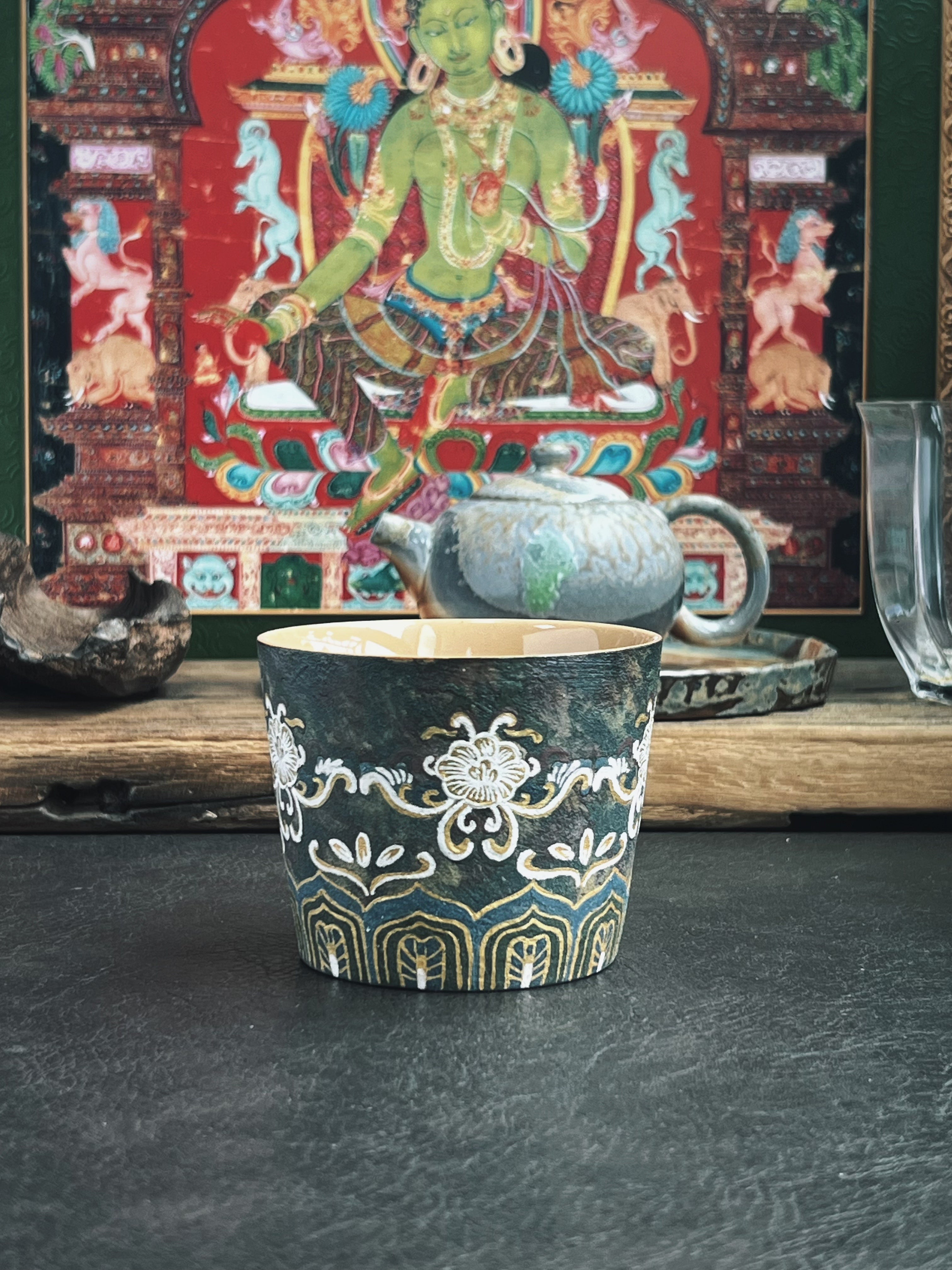 tang style hand painted teacup – Dunhuang Style Hand-Painted Universal Cup (Tea / Coffee) by Kungfuyang