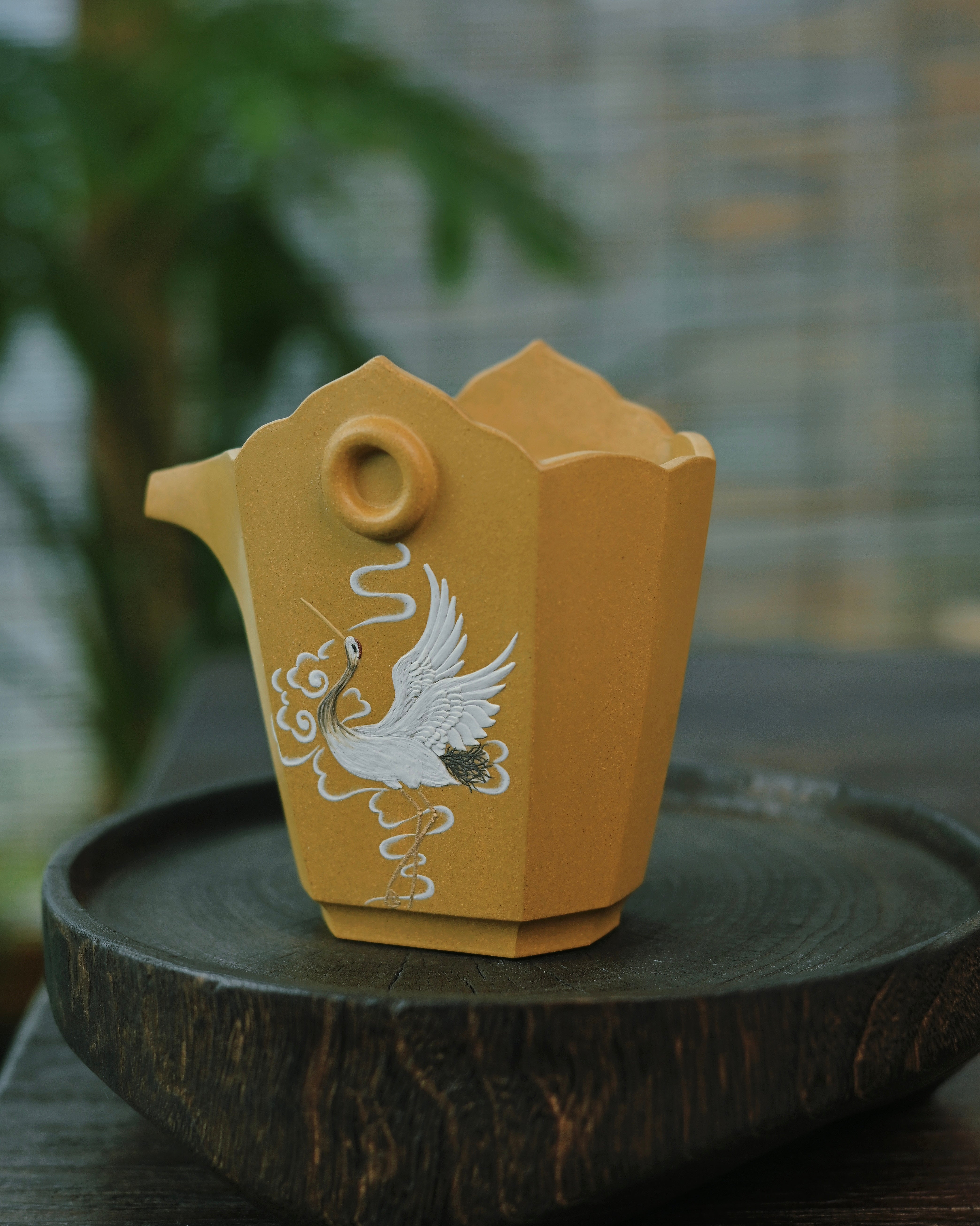 tea ceremony setup with justice cup – Yixing Fully Handmade Zisha "Benshan Lüni" Crane Fairness Cup by Kungfuyang