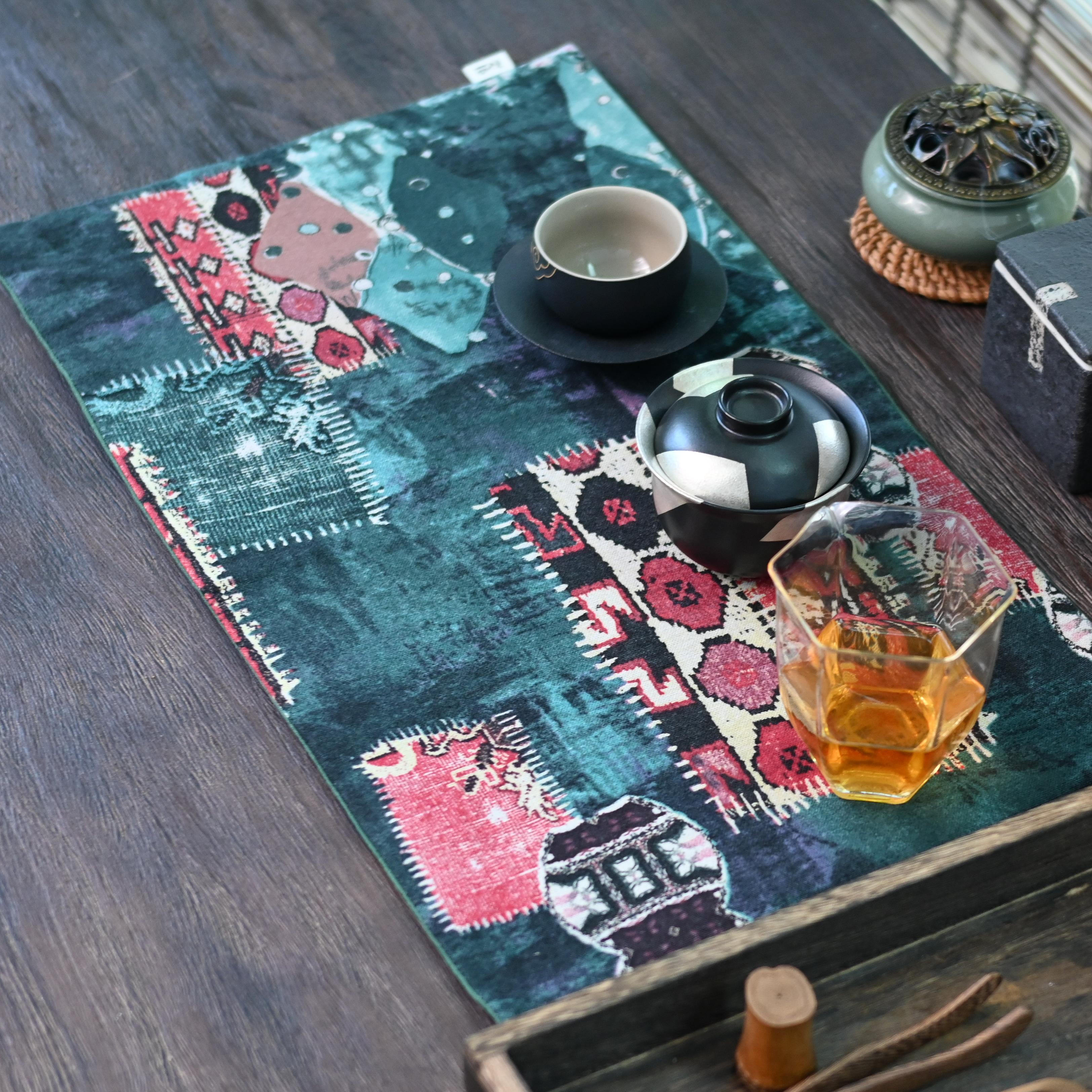 tea table cloth – Cotton and Linen Printed Absorbent Retro Tablecloth Teamat by Kungfuyang