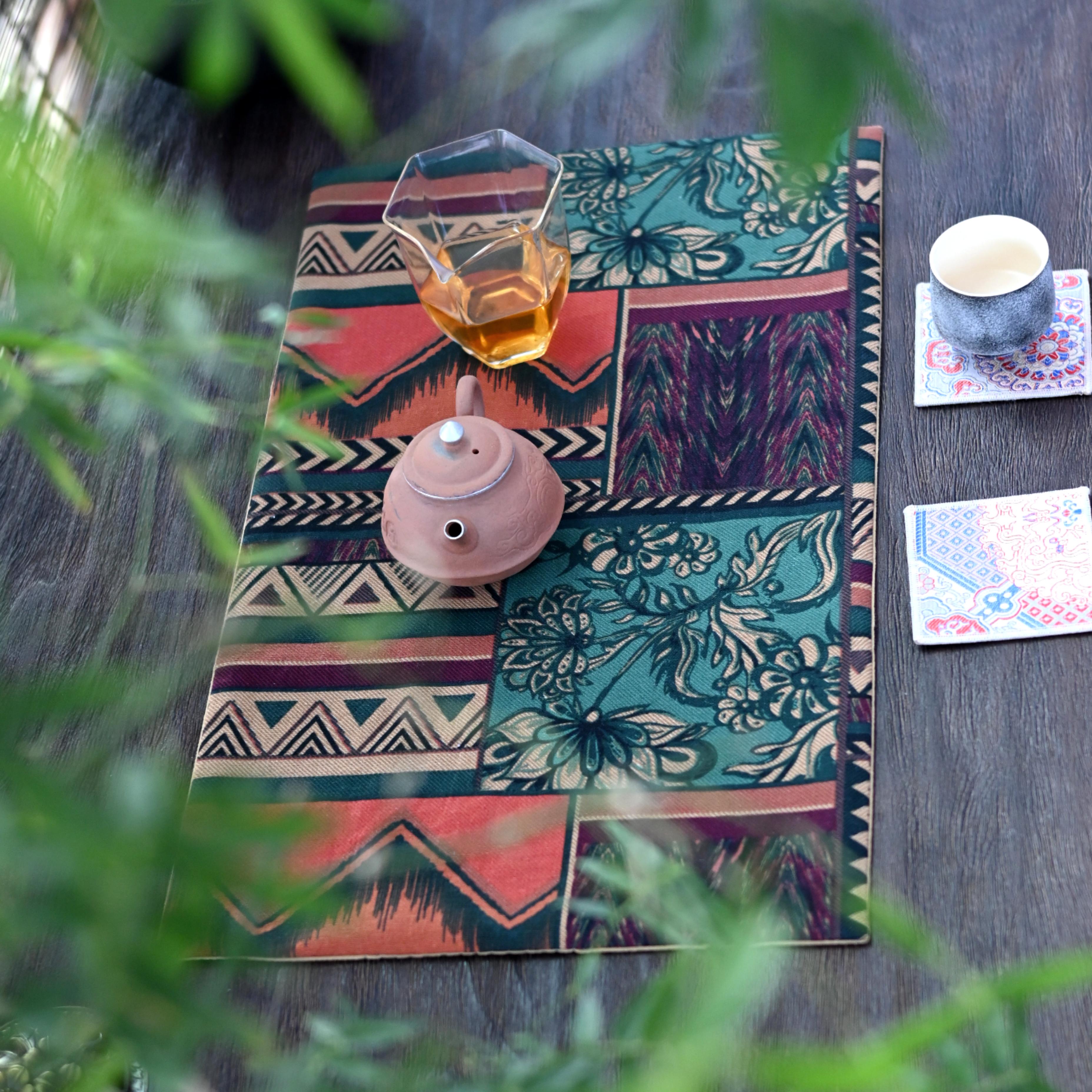 tea table decoration cloth – Cotton and Linen Printed Absorbent Retro Tablecloth Teamat by Kungfuyang