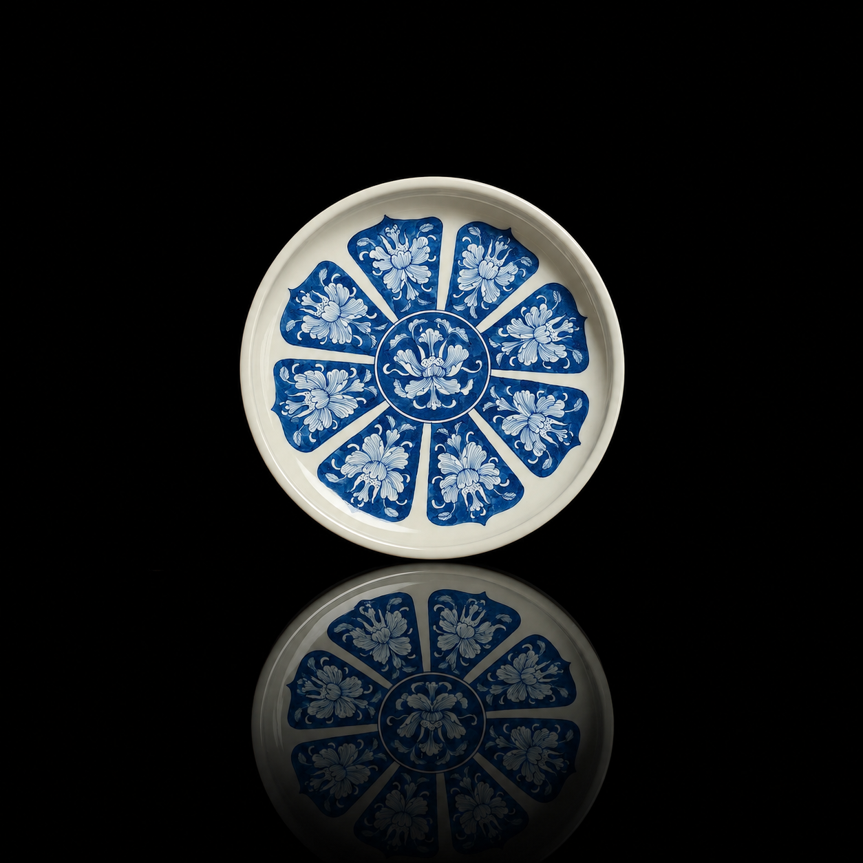 tea tray Kungfuyang – Antique-Style Blue and White Porcelain Hand-Painted Peony Tea by Kungfuyang