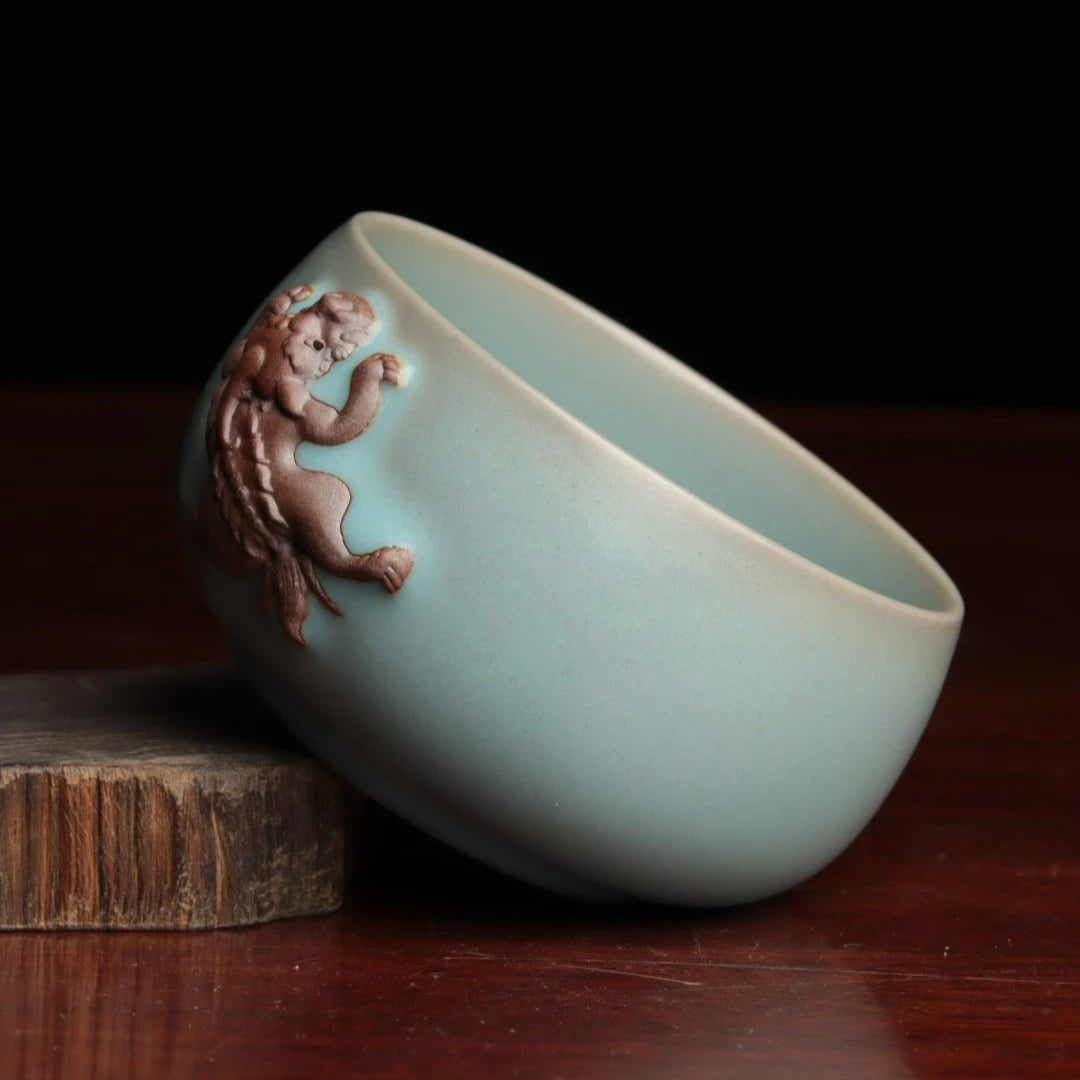 teacup 120ml – Ru Porcelain Antique Finish Glaze Pixiu Teacup 120ml by Kungfuyang
