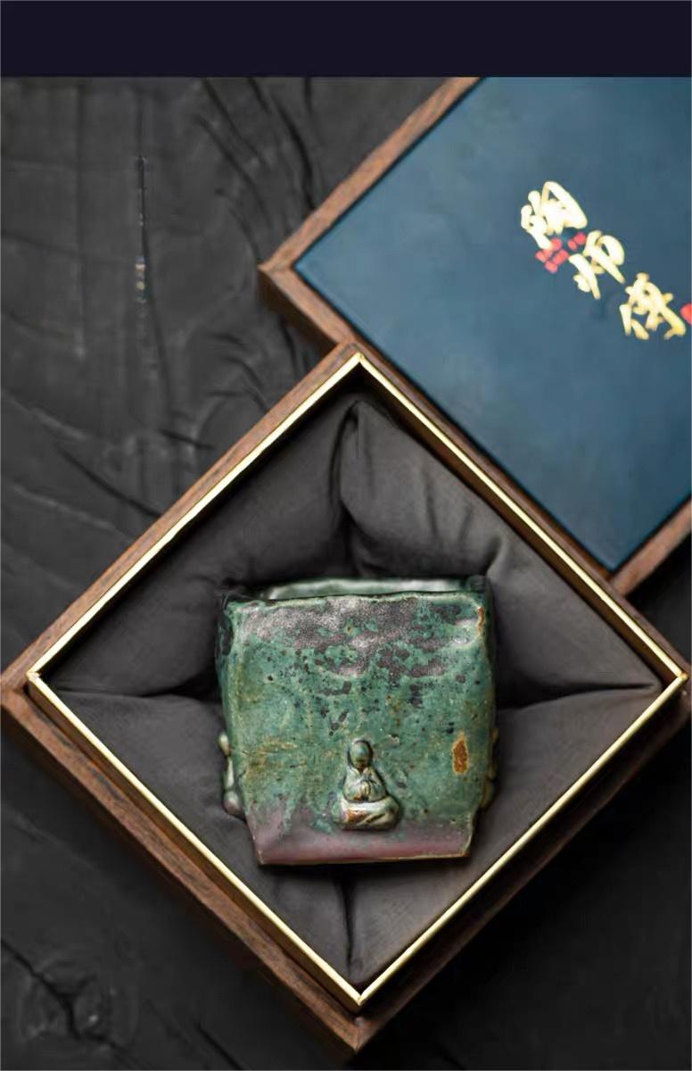teacup as gift – Handmade Dunhuang Memory Buddha Bronze Glaze Porcelain Teacup by Kungfuyang