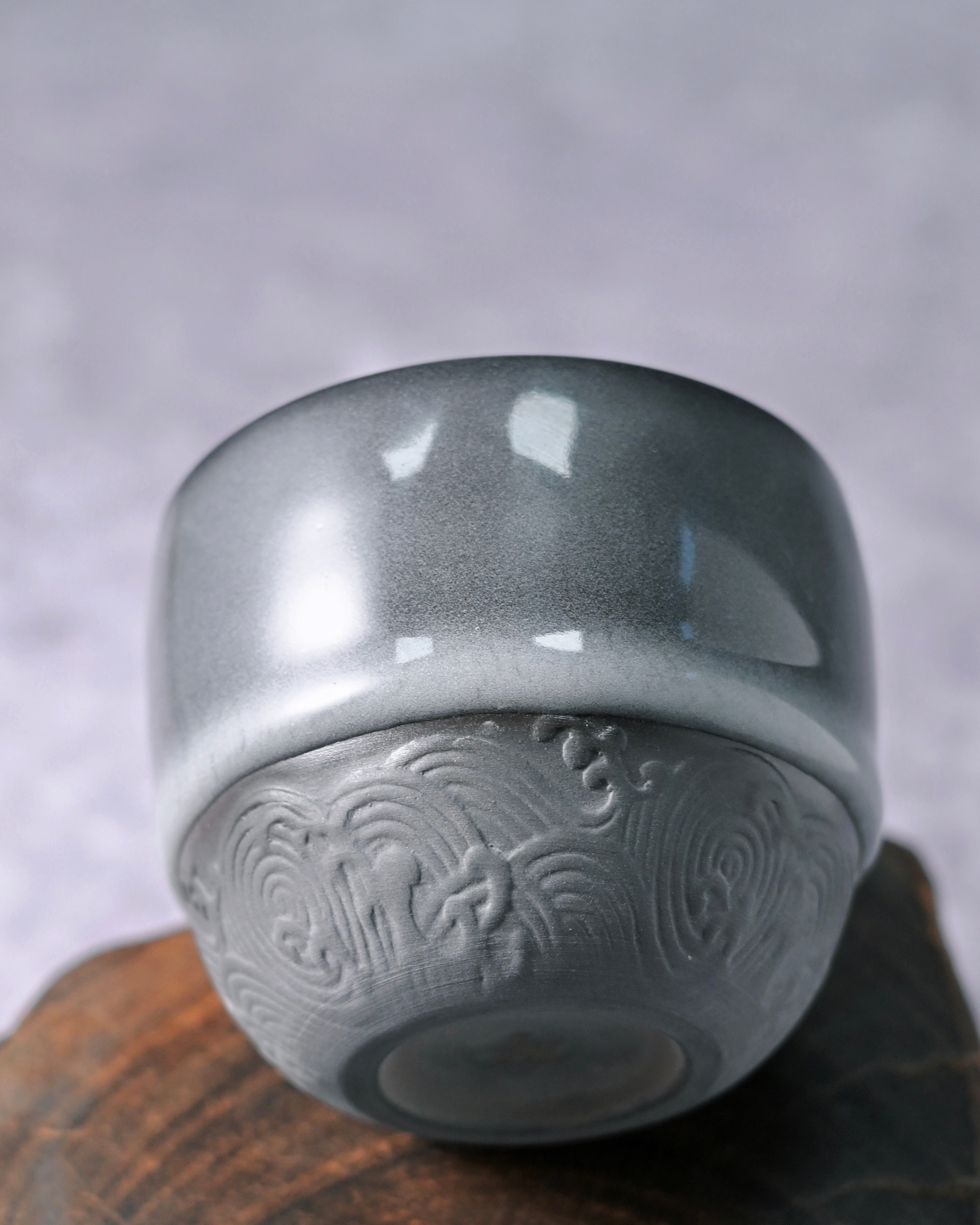 thick celadon glaze surface teacup – Longquan Celadon Iron Clay Dark Green Teacup 90ml by Kungfuyang