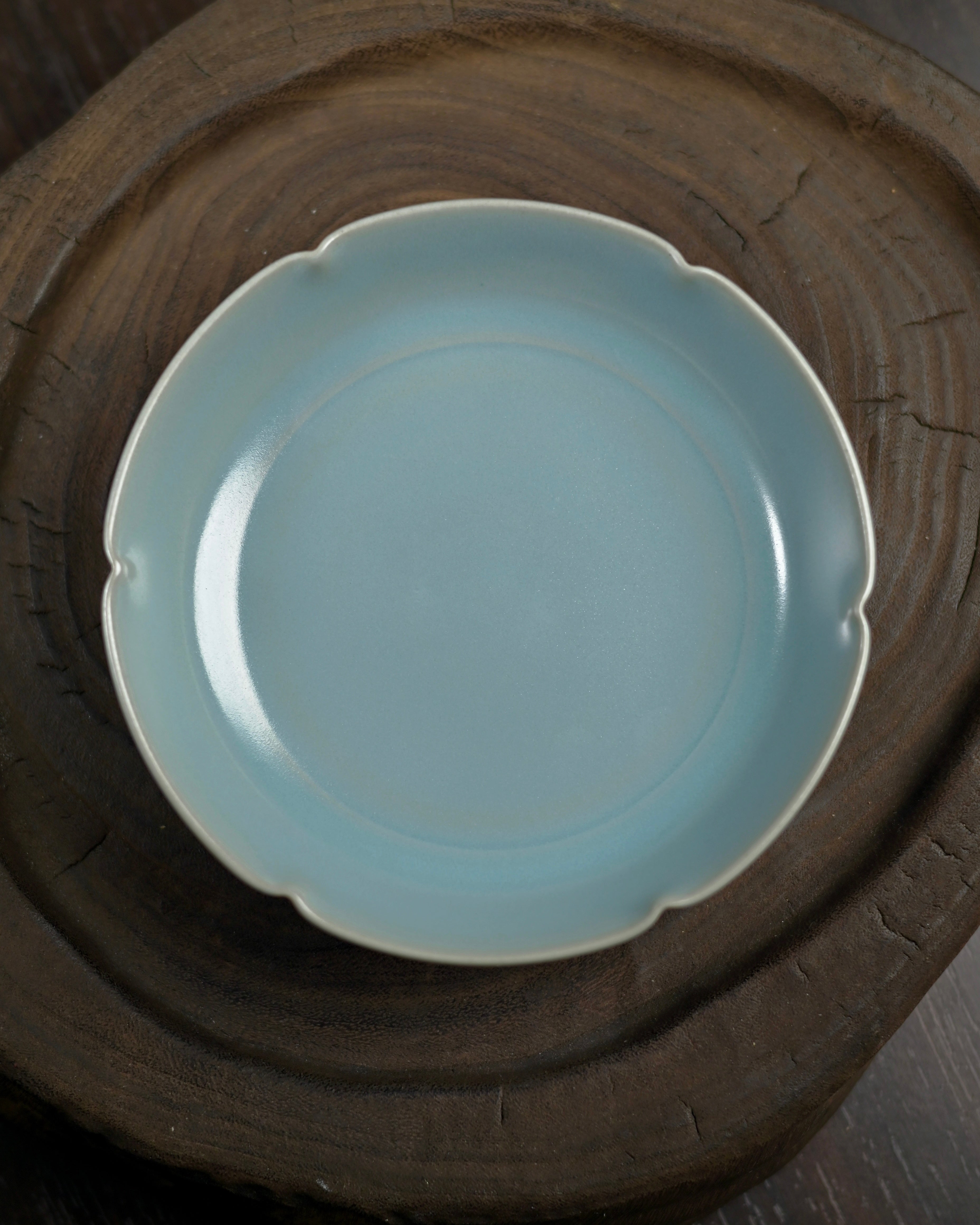 three pin mark firing base – Unique Piece Ru Ware Sky-Blue Glaze Flower-rimmed Brush Washer by Kungfuyang