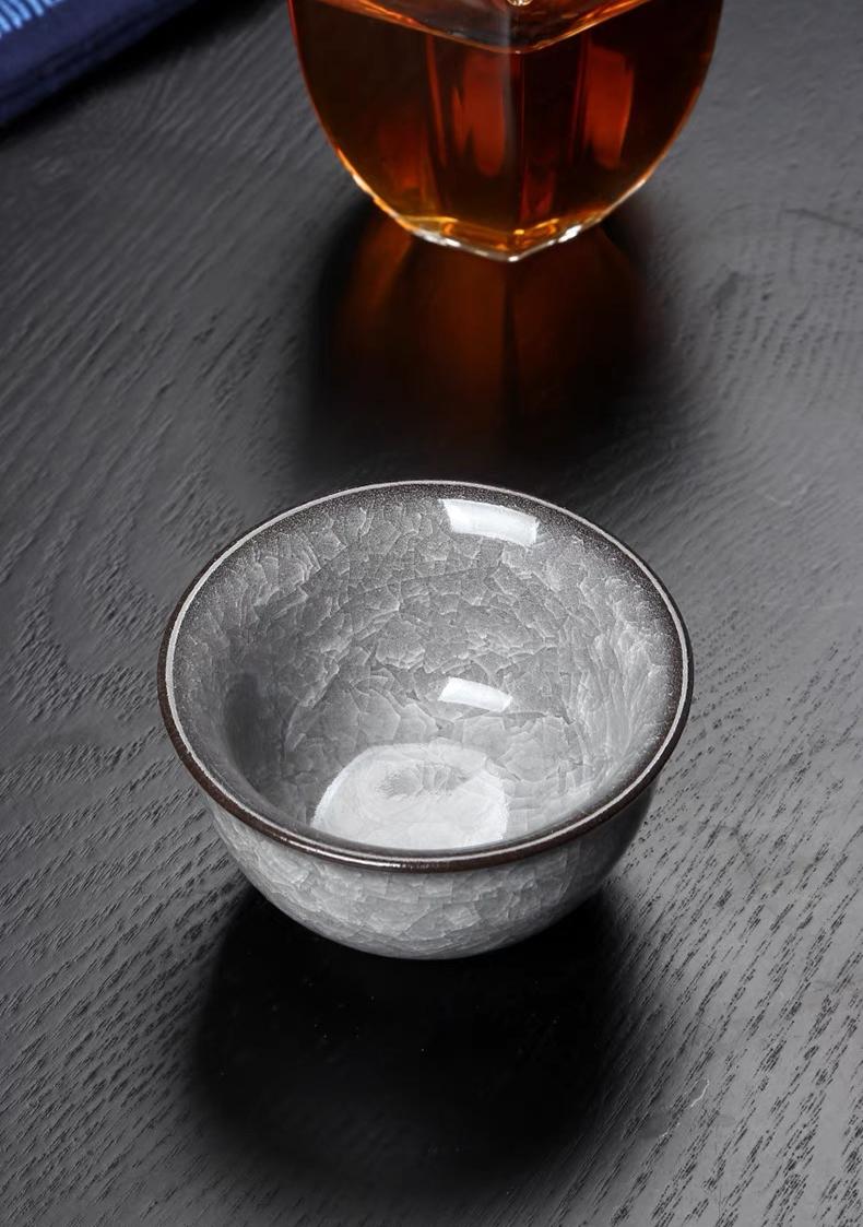 traditional chinese press hand tea cup – Longquan Celadon black ice-crack pattern Teacup by Kungfuyang