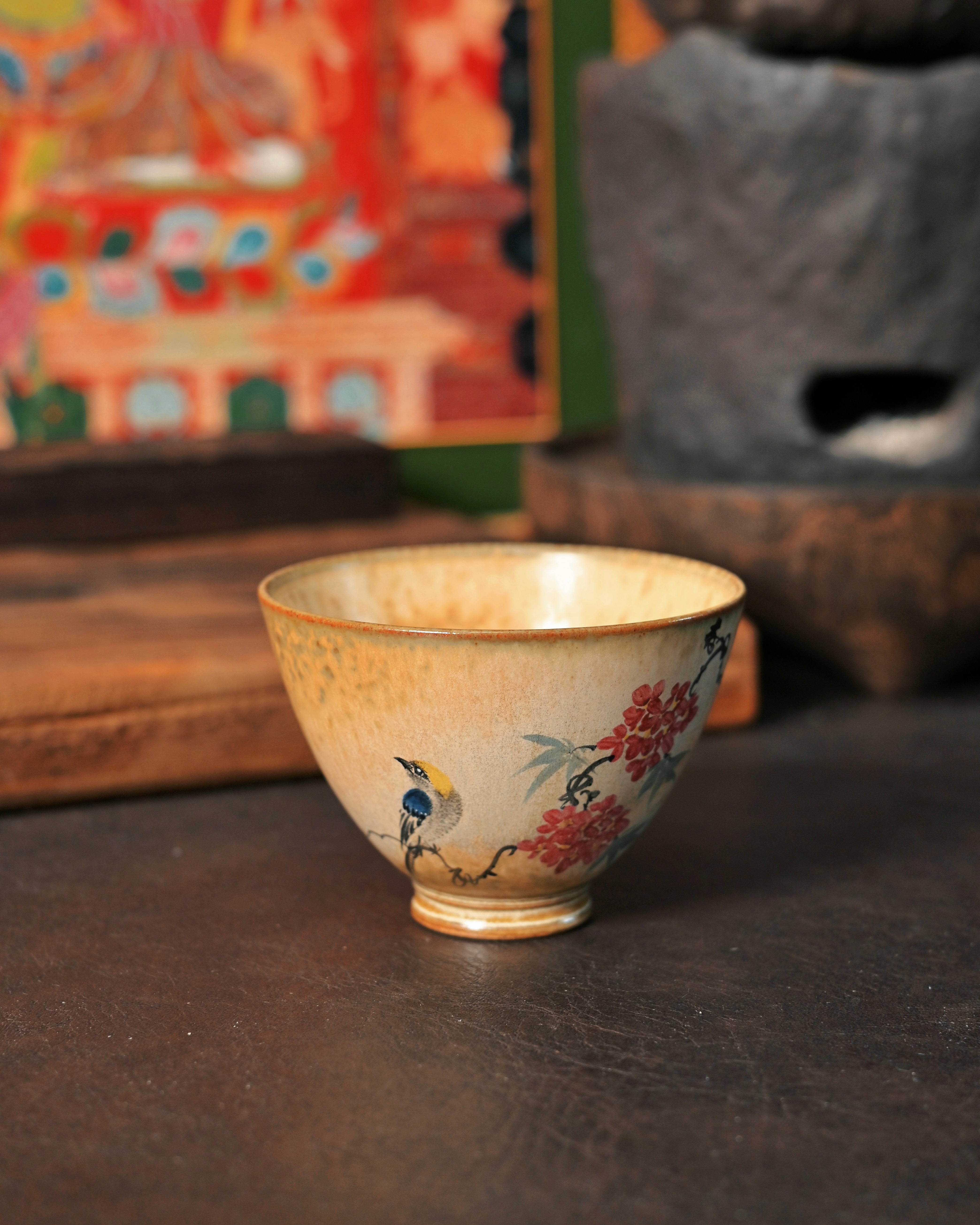 traditional porcelain craft – Jingdezhen Hand-Painted Chinese Bird-and-Flower Douli Cup by Kungfuyang
