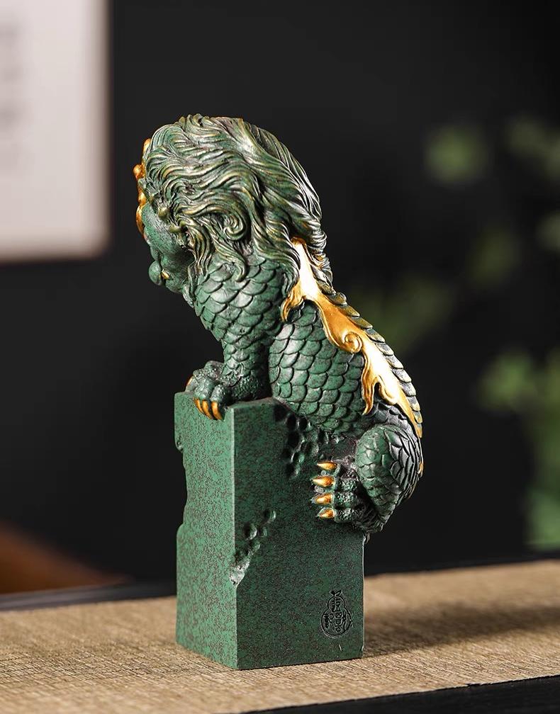 traditional tea pet winding dragon design – Green Sandstone Winding Dragon Ornament Tea Pet by Kungfuyang