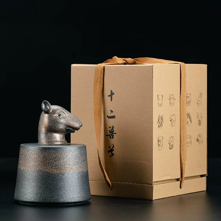 twelve zodiac animal tea jar 1000ml – Zodiac Animal Head Rustic Tea Canister 1000ml by Kungfuyang