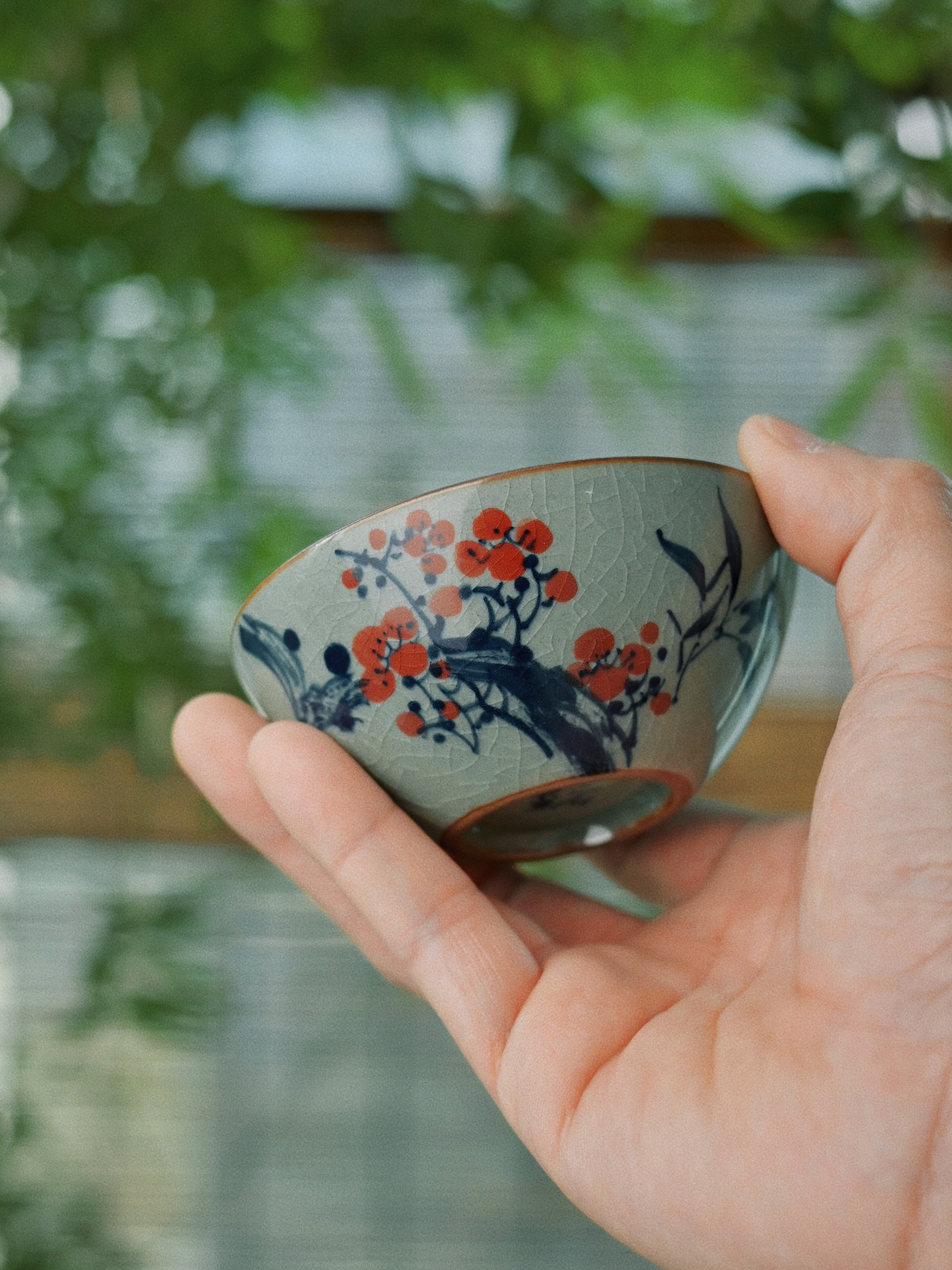 under glaze color painting puerh cup – Jingdezhen Hand-Painted Plum Blossom Underglaze Pu-erh Teacup by Kungfuyang