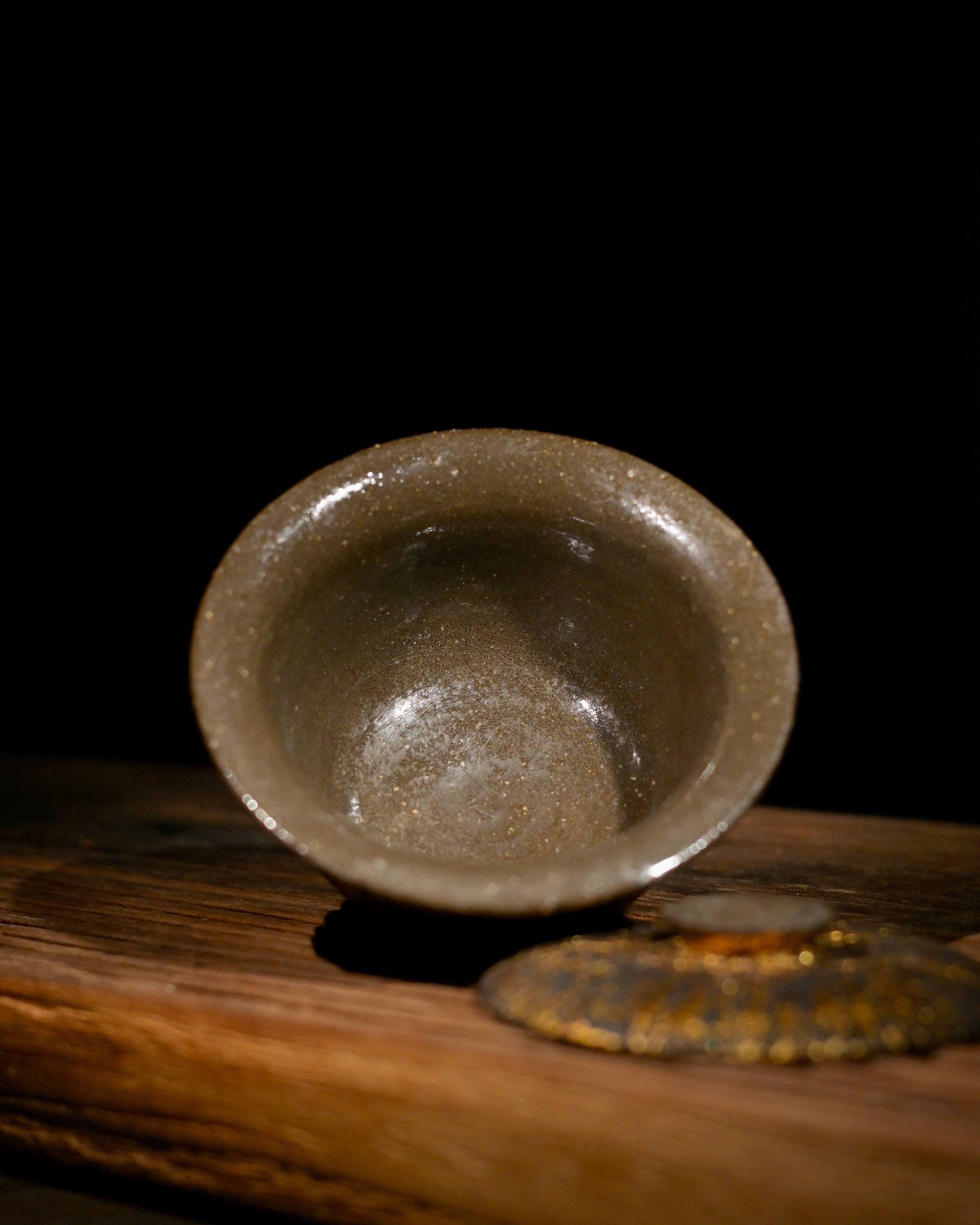 unique collectible lacquer art tea bowl – Unique Piece Handmade Raw Lacquer Gold Brush Coarse Clay by Kungfuyang