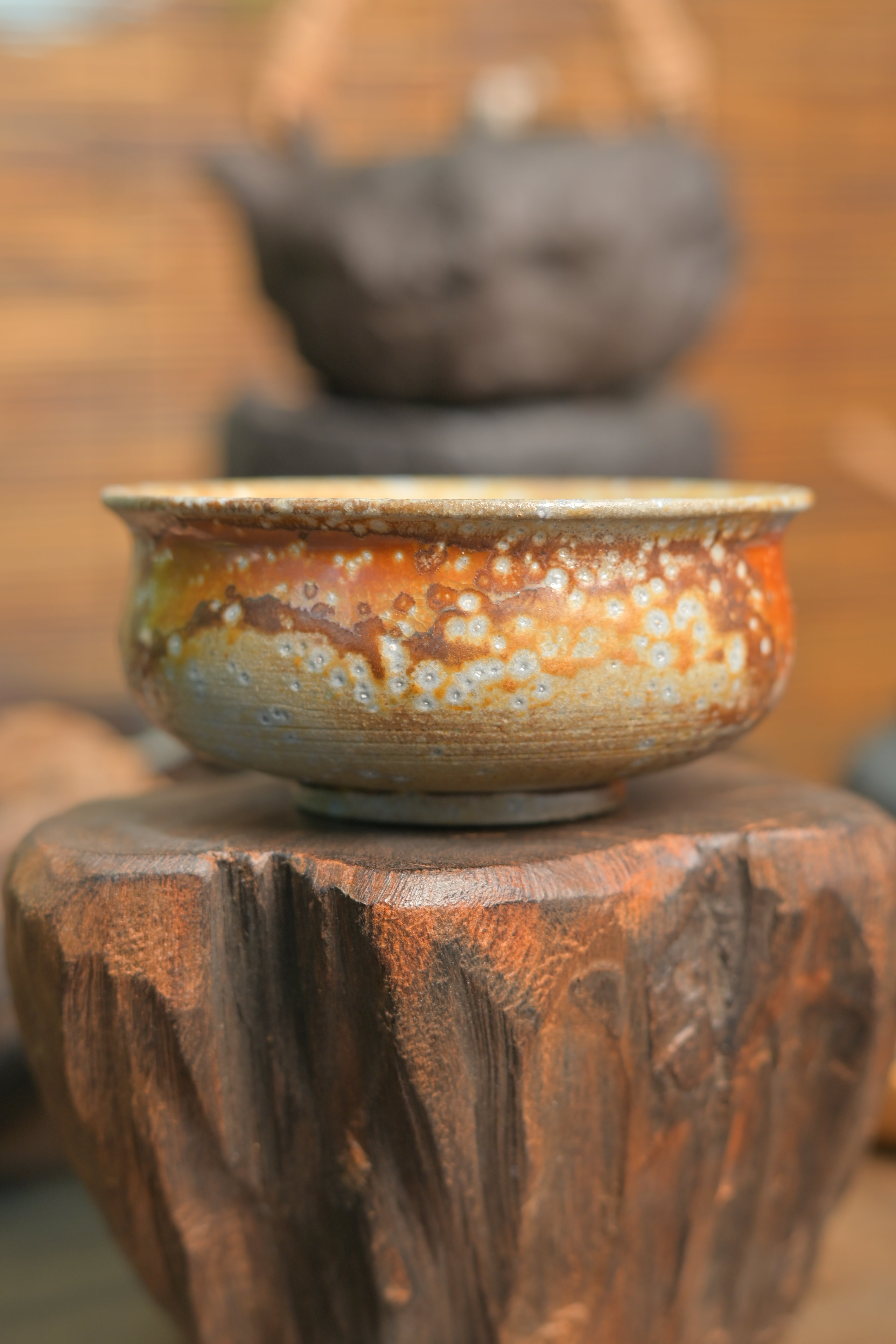 unique piece wood fired coarse pottery – Unique Piece Wood-Fired Coarse Pottery Pu'er Cup 80ml by Kungfuyang, view 2-2