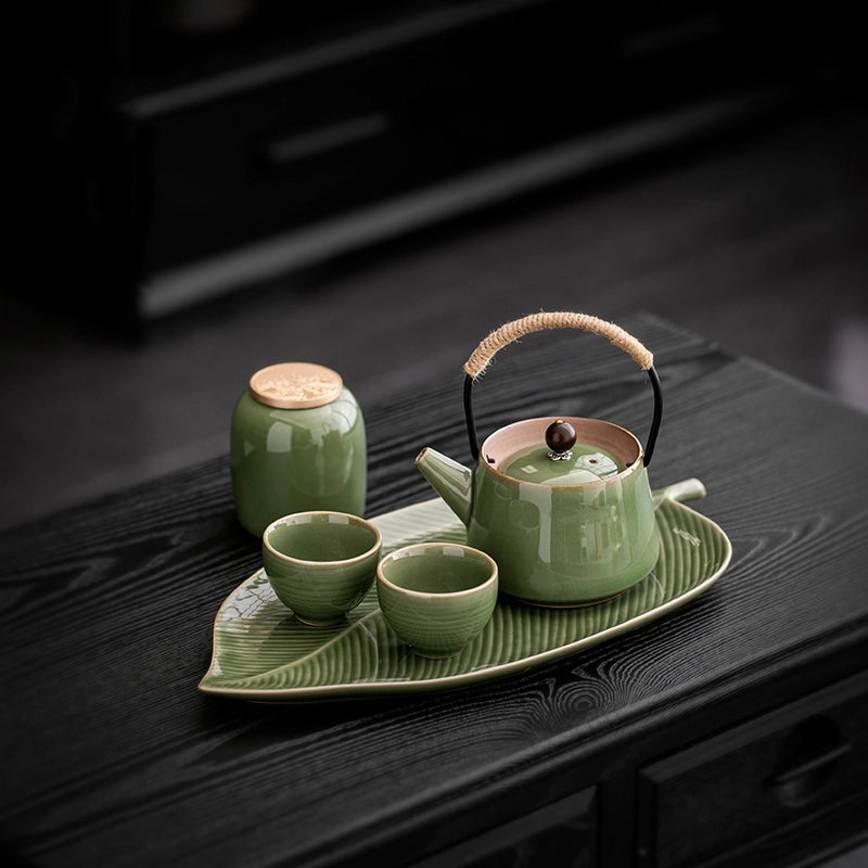 vintage celadon plum green tea set teapot – Longquan Celadon Tea Set – Plum Green by Kungfuyang, view 6-2
