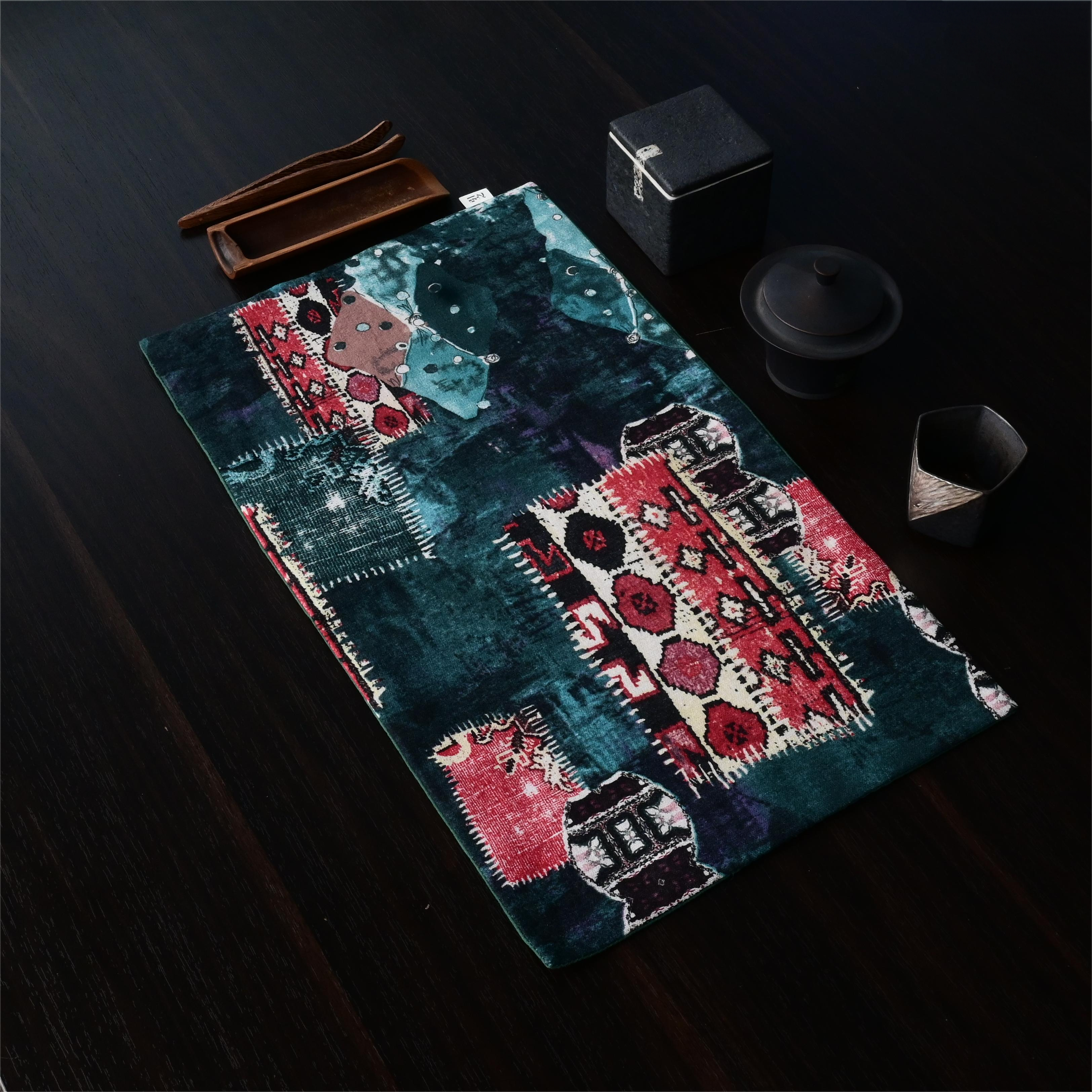 vintage cotton linen table cloth – Cotton and Linen Printed Absorbent Retro Tablecloth Teamat by Kungfuyang