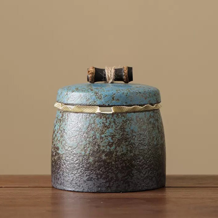 vintage gilded small chinese stoneware tea – Vintage Gilded Chinese Small Stoneware Tea Caddy by Kungfuyang