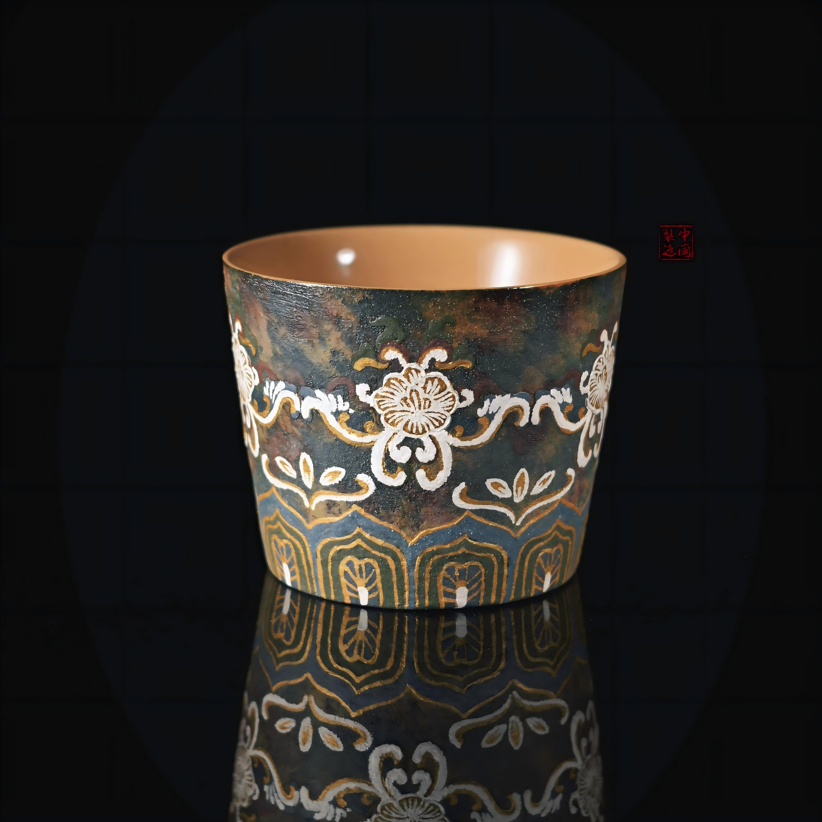 vintage hand painted dunhuang teacup – Dunhuang Style Hand-Painted Universal Cup (Tea / Coffee) by Kungfuyang