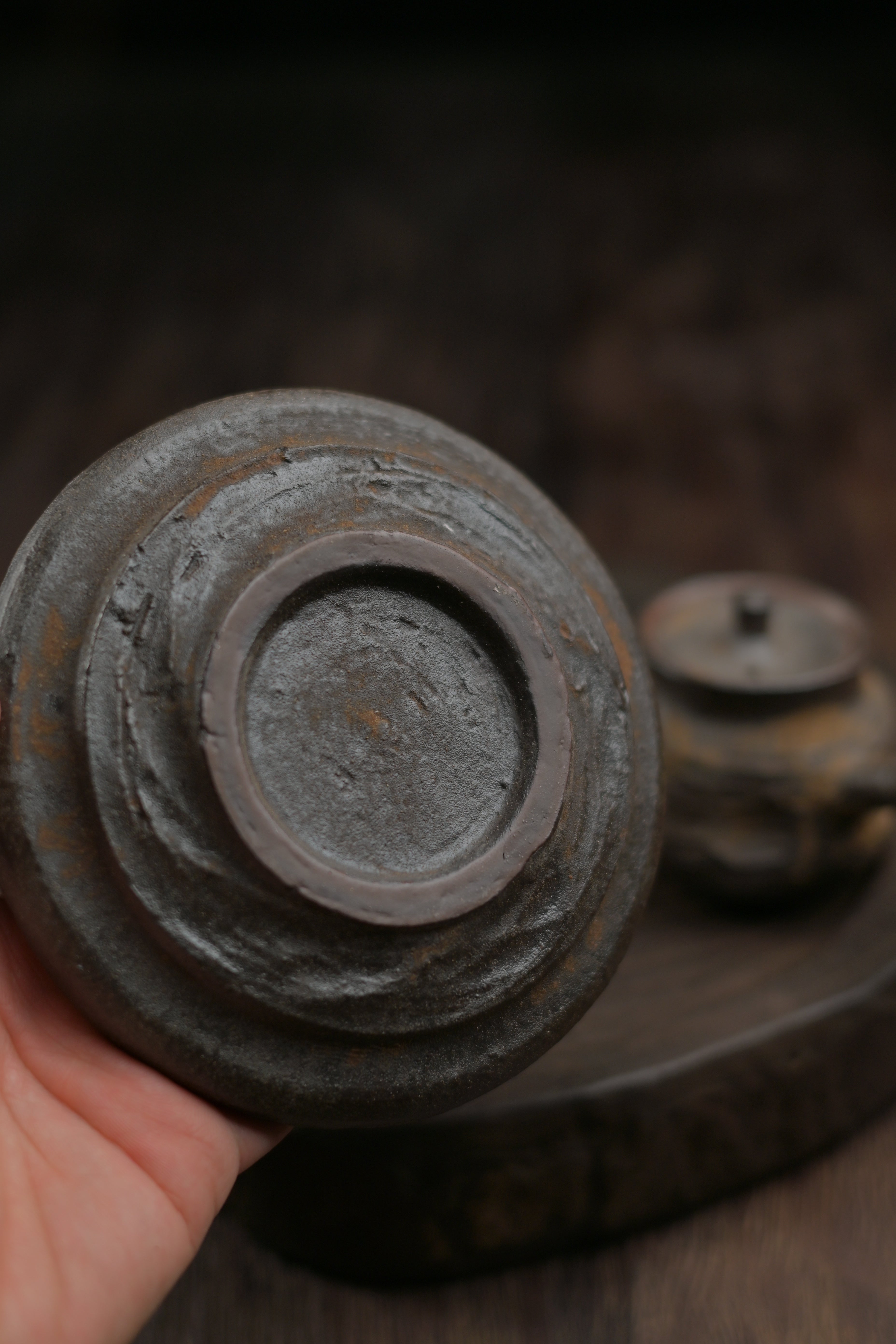 vintage rustic teapot tray – Wabi-Sabi Handcrafted Wood-Fired Coarse Clay Side-Handle by Kungfuyang