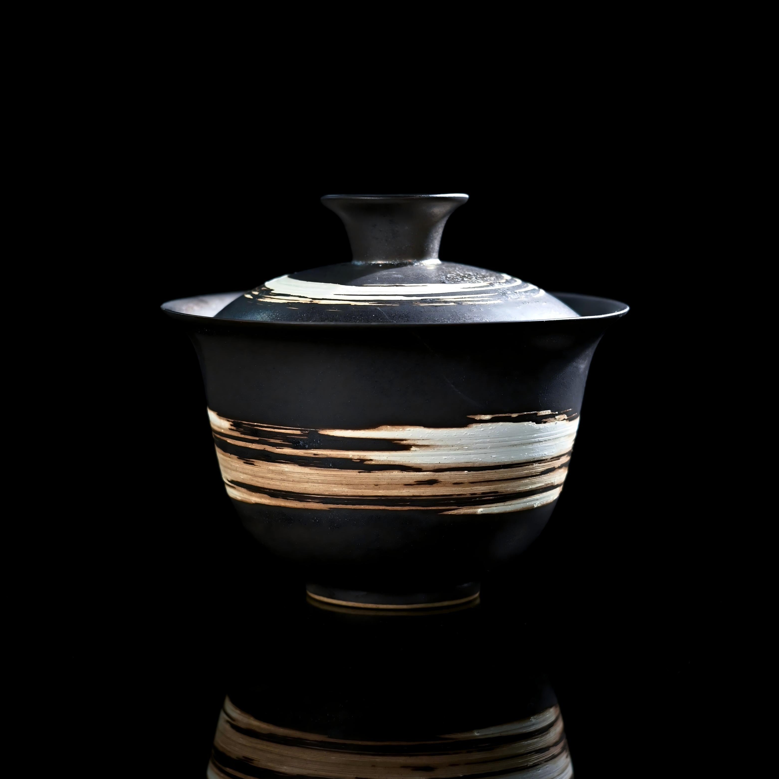 wabi sabi slipware gaiwan set – Wabi-Sabi Handmade Black Clay Slipware Gaiwan by Kungfuyang
