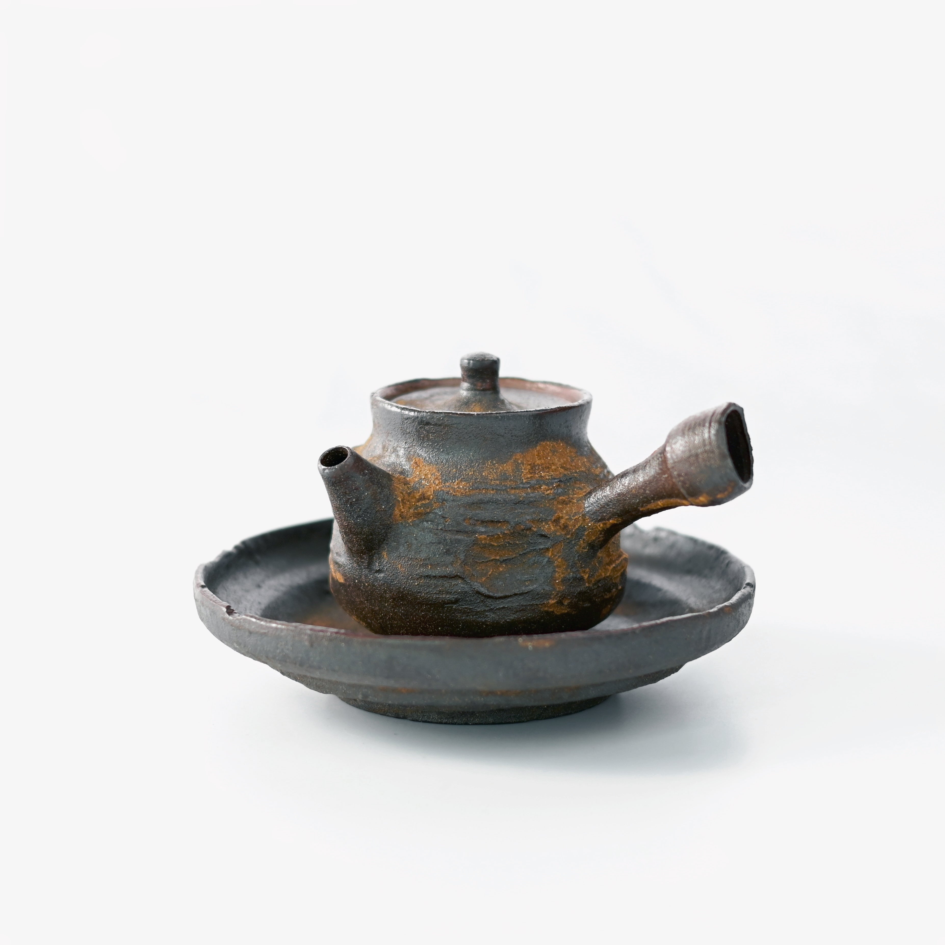 wabi sabi style ceramic teapot – Wabi-Sabi Handcrafted Wood-Fired Coarse Clay Side-Handle by Kungfuyang