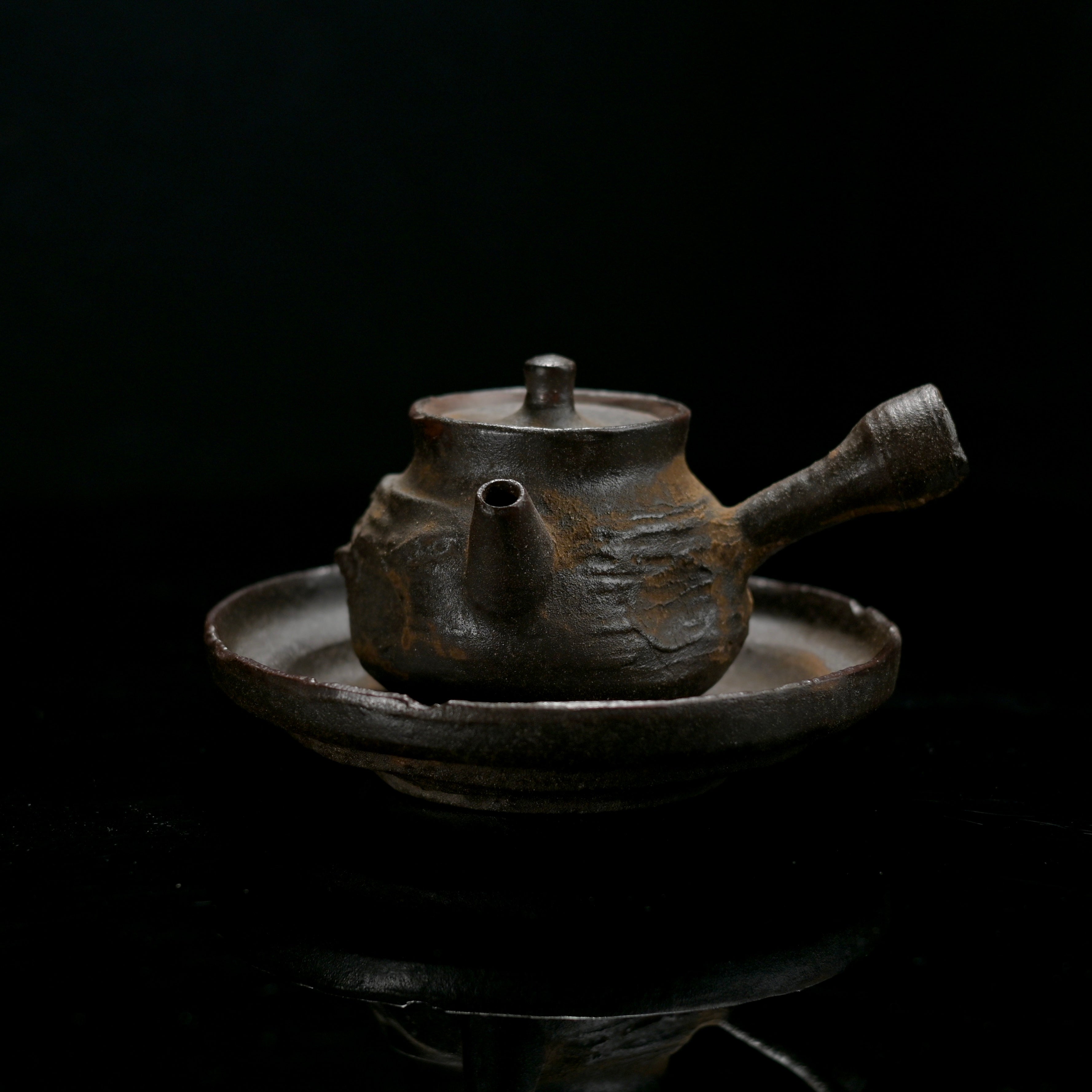 wabi sabi wood fired tea set – Wabi-Sabi Handcrafted Wood-Fired Coarse Clay Side-Handle by Kungfuyang