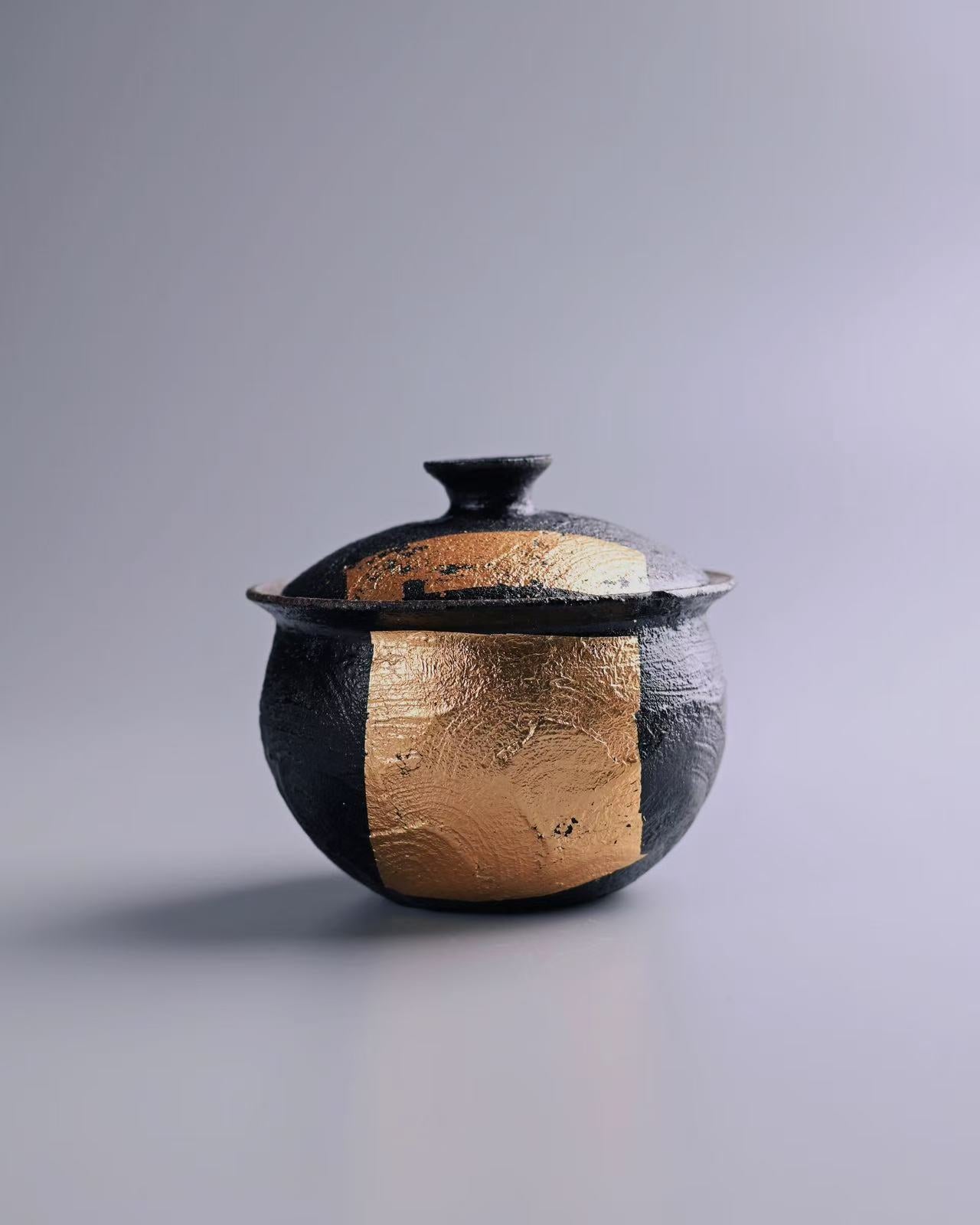 wabi sabi zen style gilded gaiwan – Wabi-Sabi Coarse Clay Gold Accented Gaiwan by Kungfuyang