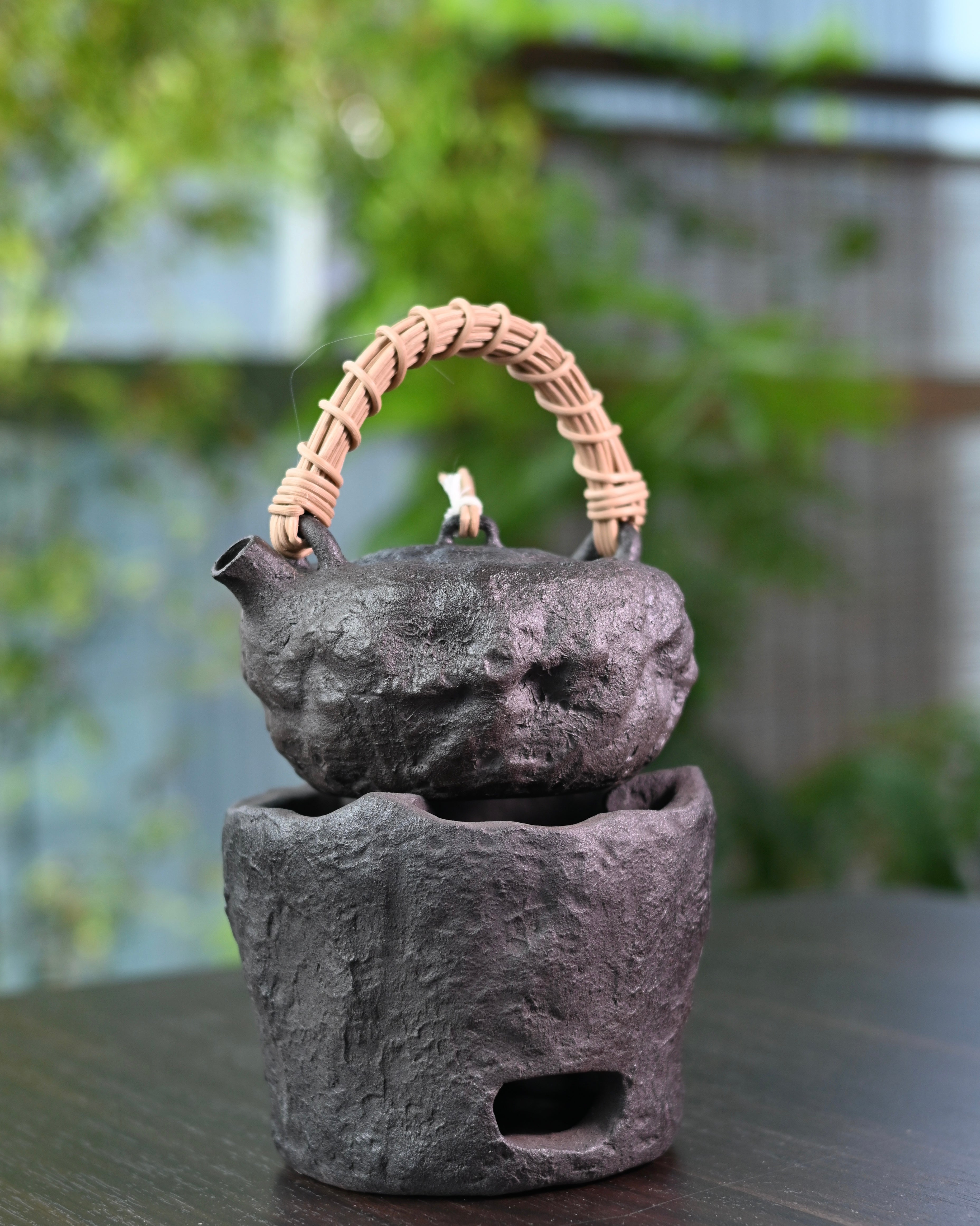 wabisabi corse clay tea stove – Wabi-Sabi Rough Pottery Teapot & Stove Set by Kungfuyang