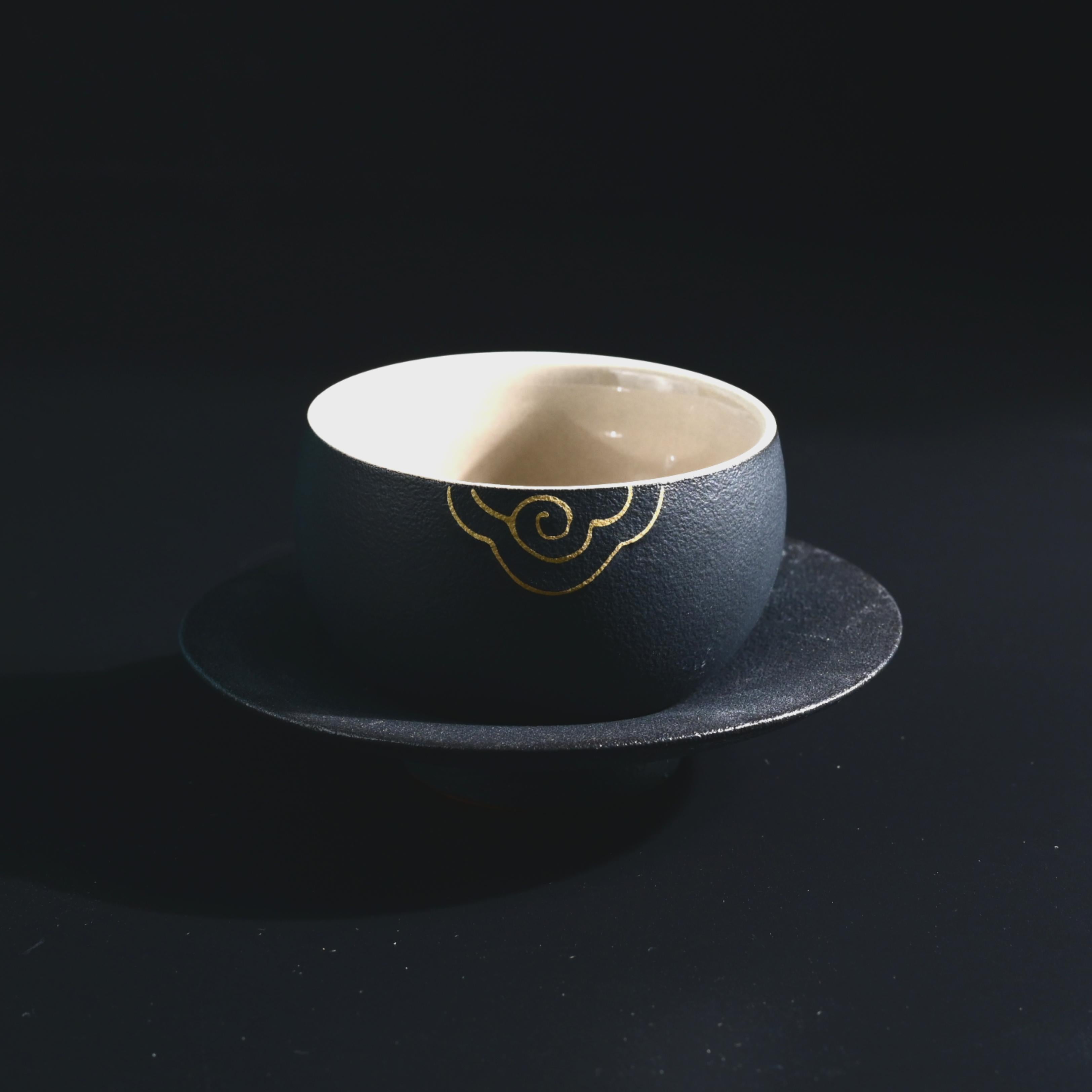 wabisabi design japanese tea cup – Wabi-sabi Style Rustic Clay Teacup with Coaster by Kungfuyang