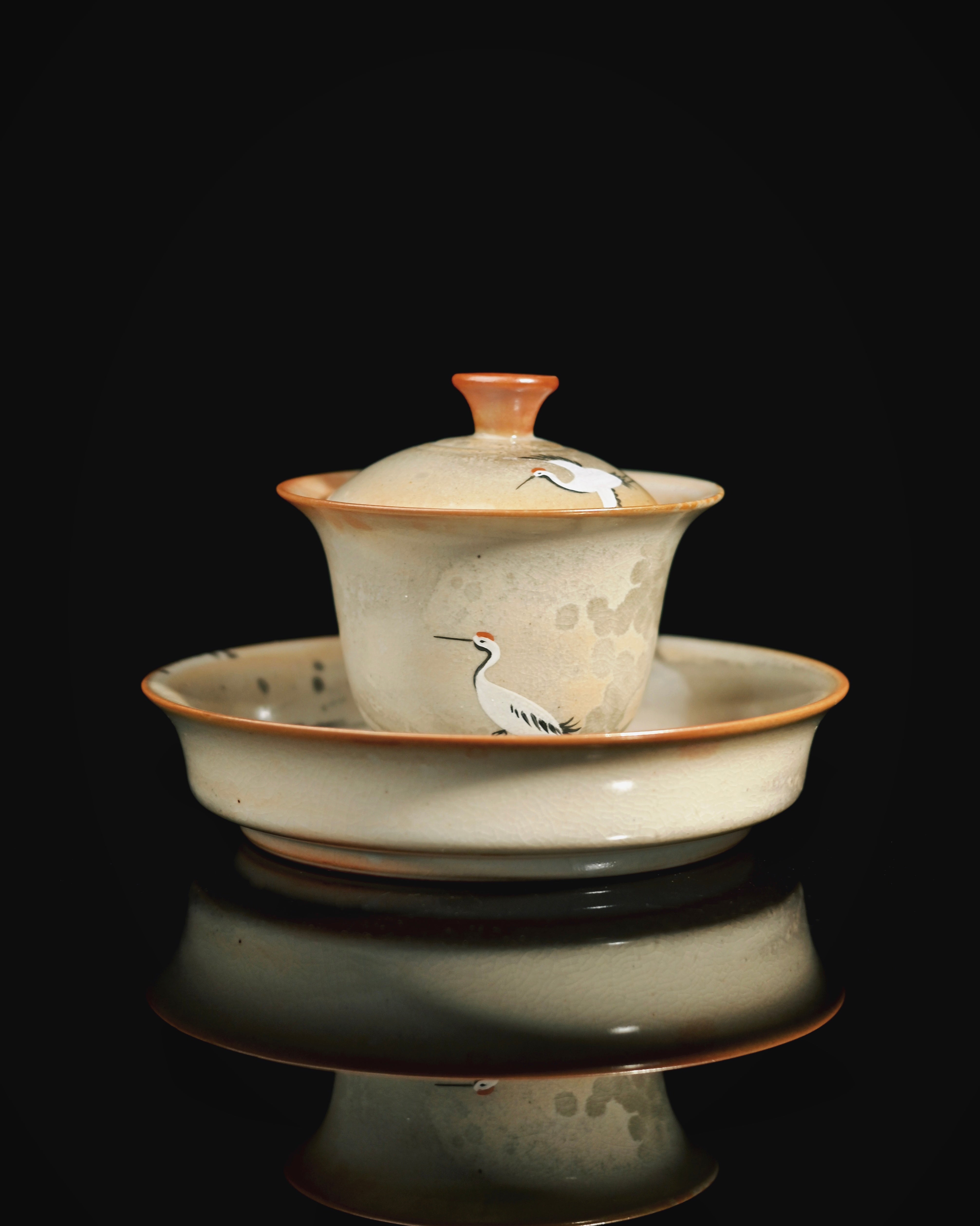 wood fired glaze changed tea set – Jingdezhen Hand-Painted Ink Wash Style Gaiwan Set by Kungfuyang