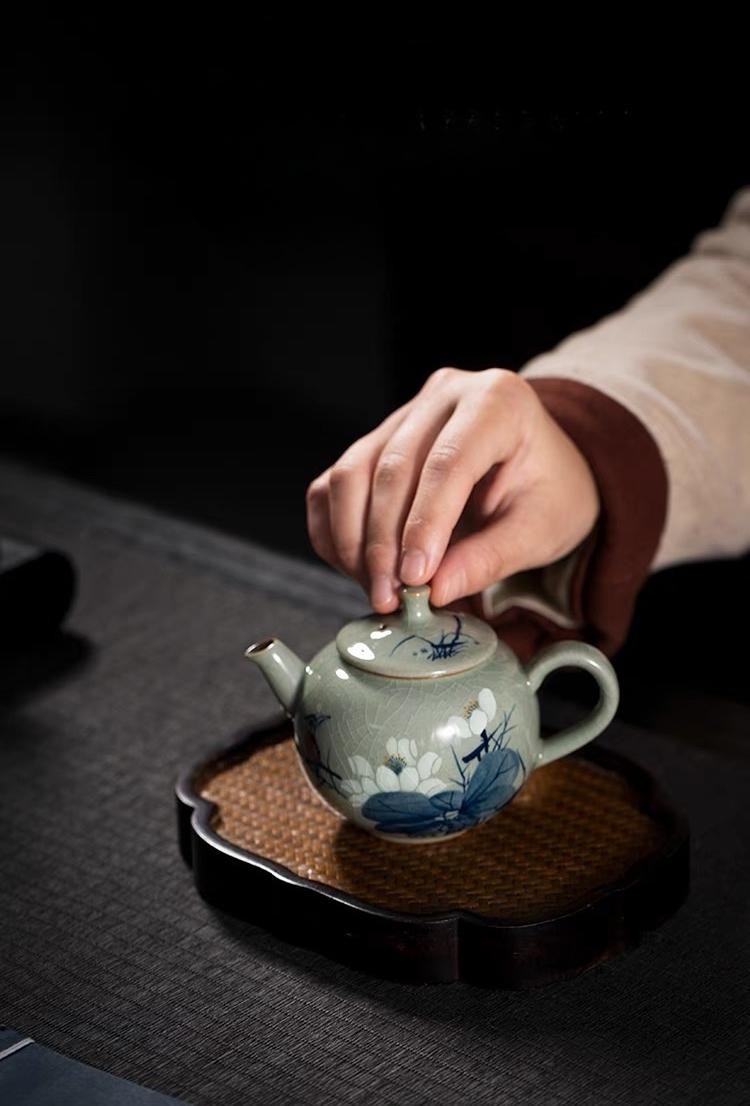 wood kiln glaze surface – Jingdezhen Wood-Fired Kiln Old Clay Handmade Lotus Blue and by Kungfuyang