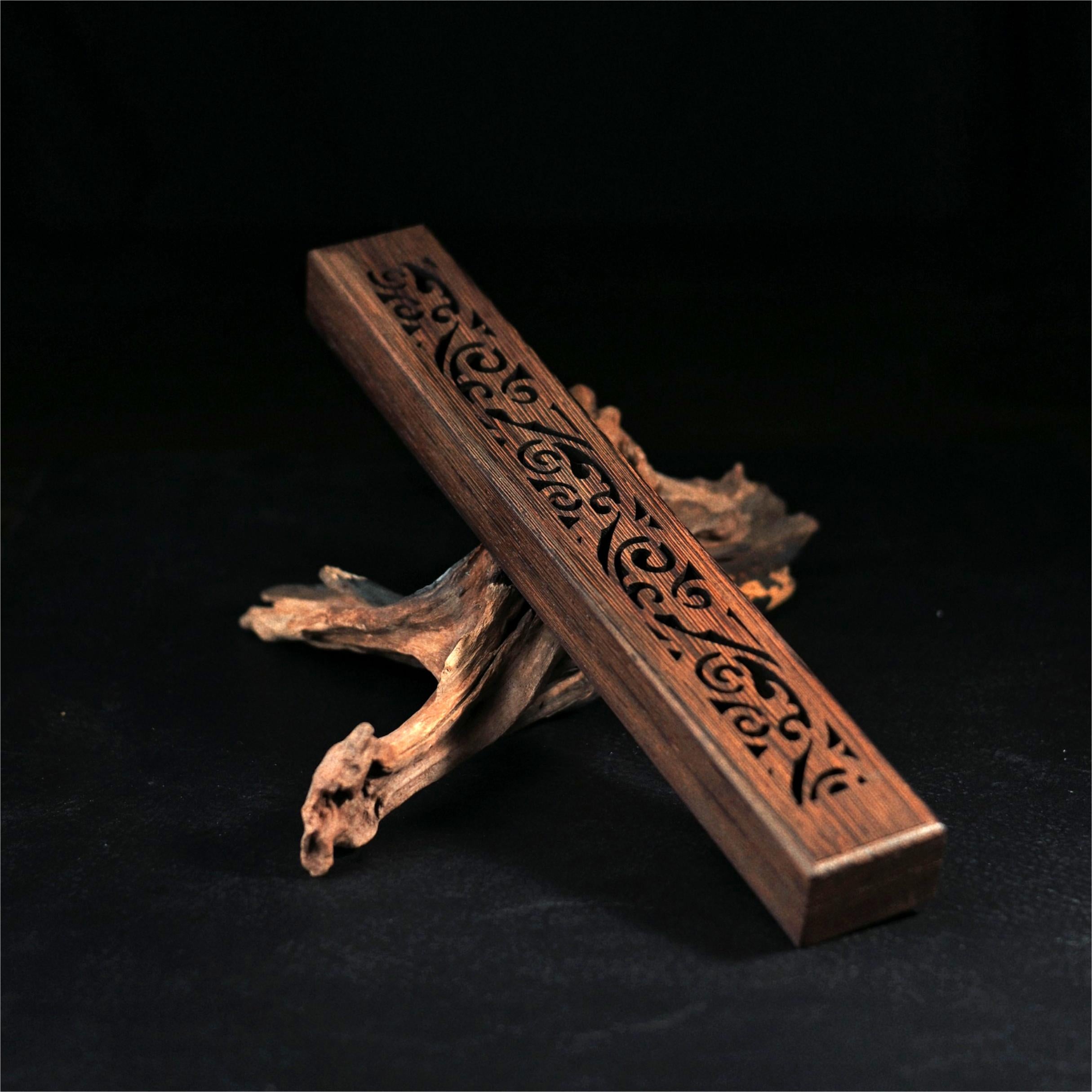 wooden incense sticks burner – Hollow Carved Wenge Wood Incense Sticks Burner by Kungfuyang