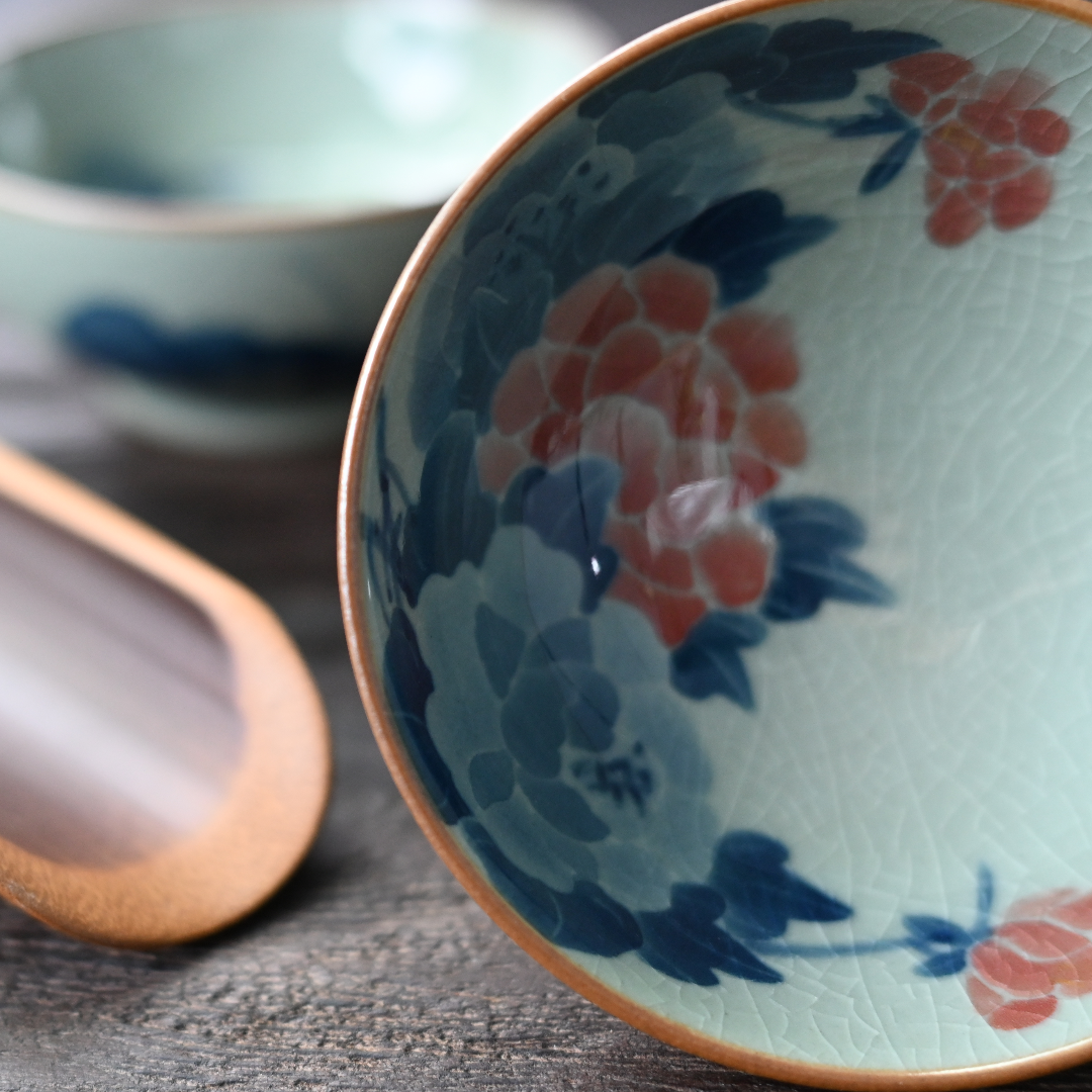 woodfired kiln crackle glaze ceramic tea – Jingdezhen Wood-Fired Kiln Old Clay Hand-Painted Peony Blue by Kungfuyang