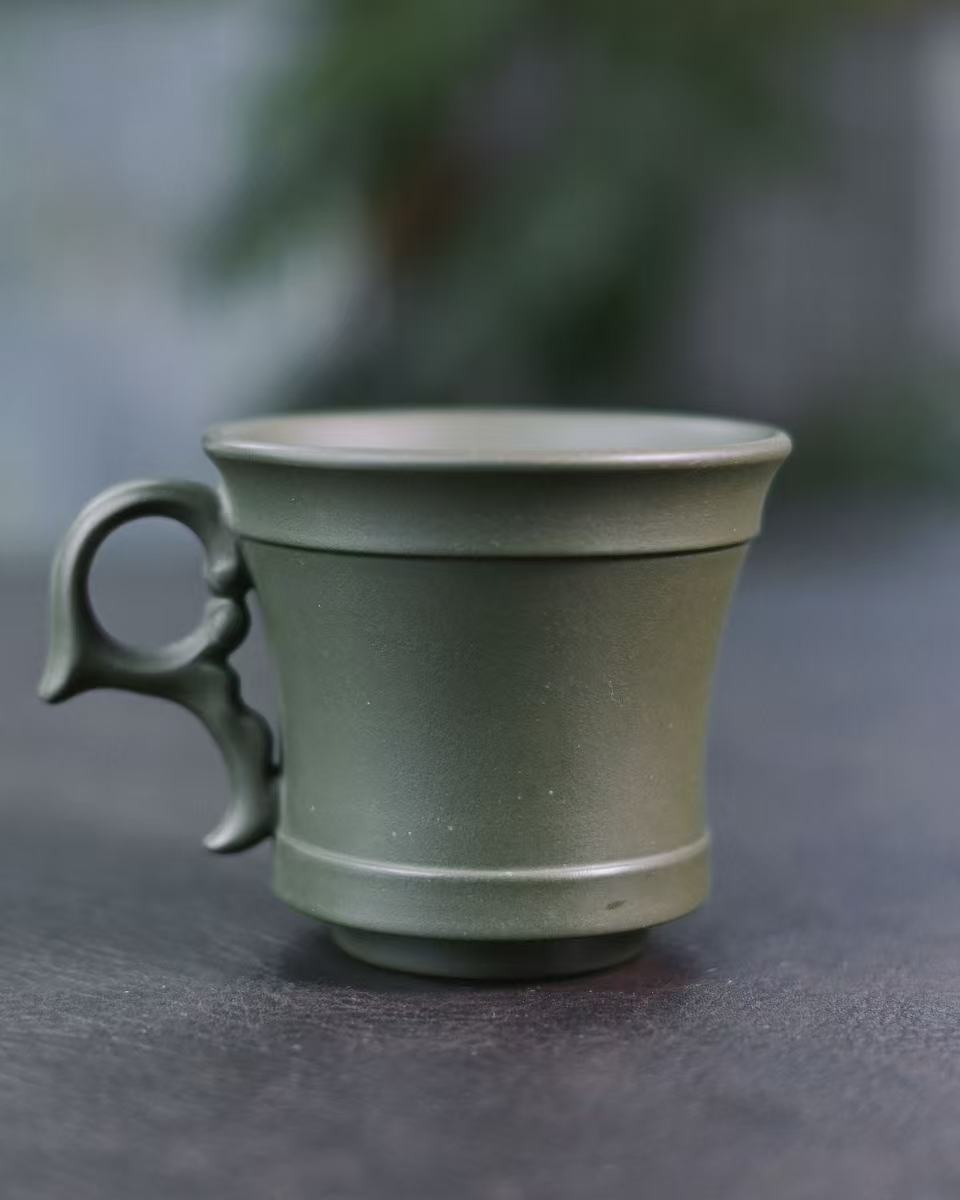 yixing clay double porosity structure – Yixing Zisha Green Clay Handmade Side-Handle Teacup by Kungfuyang