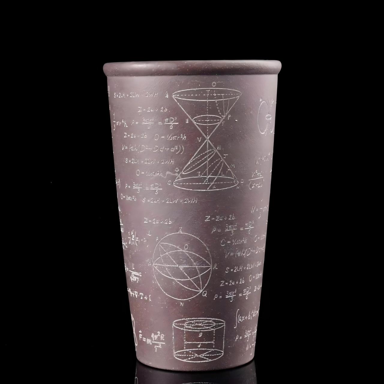 yixing clay hand carved math pattern – Yixing Zisha "Calculus" Multi-Purpose Large Capacity Cup by Kungfuyang