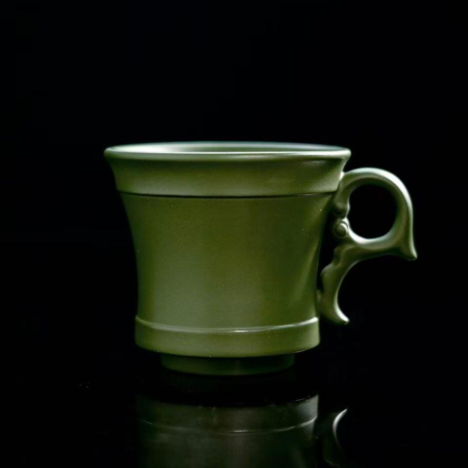 yixing green clay side handle cup – Yixing Zisha Green Clay Handmade Side-Handle Teacup by Kungfuyang