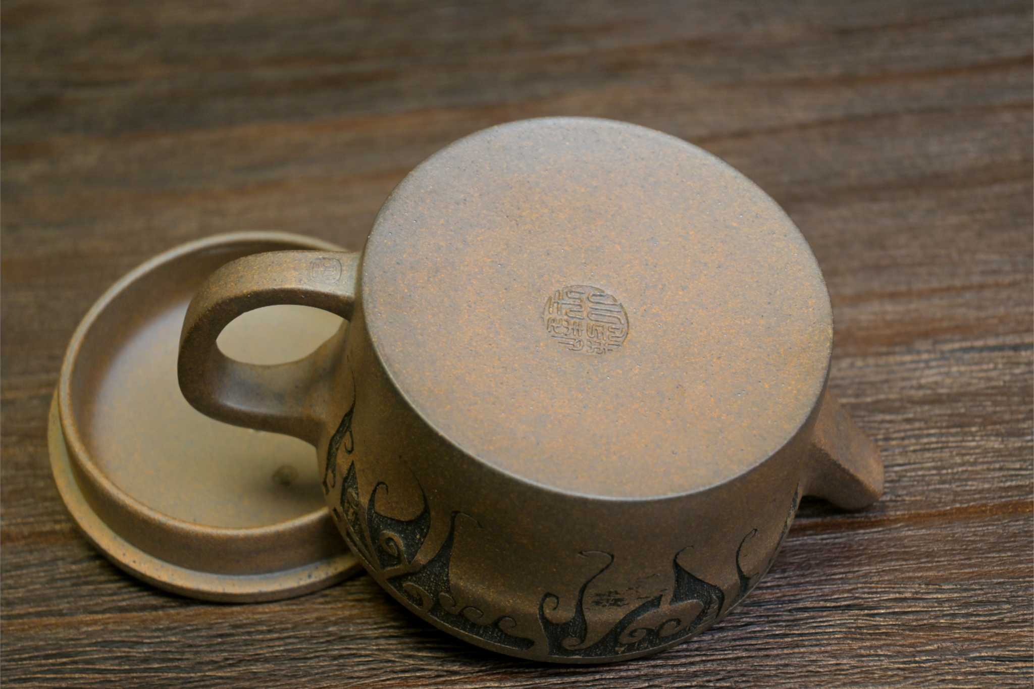 yixing original ore clay teapot – Yixing Hand-carved Wood-Fired Purple Clay Teapot by Kungfuyang